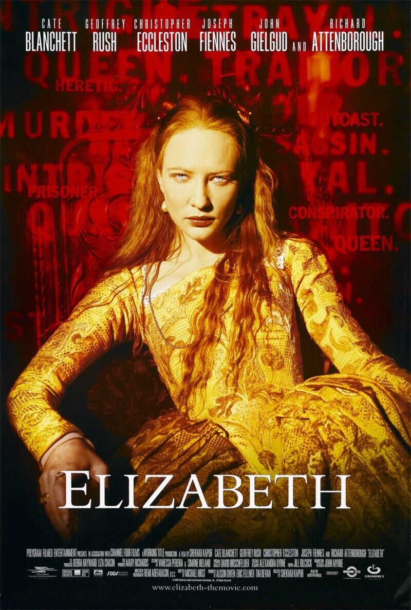 ELIZABETH, CATE BLANCHETT, 1998, REPRODUCCIÓN DE CARTEL DE PELÍCULA, VINTAGE, ALTA CALIDAD