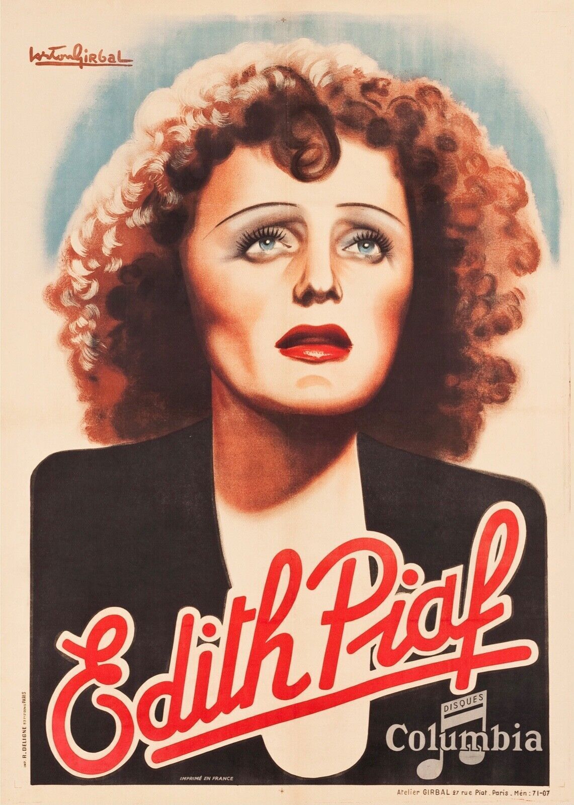 EDITH PIAF, PORTRAIT, 1950s, REPRO MOVIE POSTER, VINTAGE, HQ