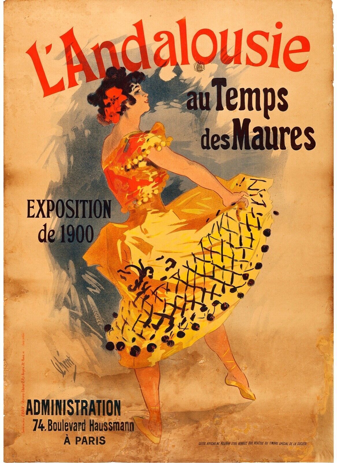 L’ANDALOUSIE, ESPAGNE, VOYAGE – REPRO AFFICHE VINTAGE, HQ