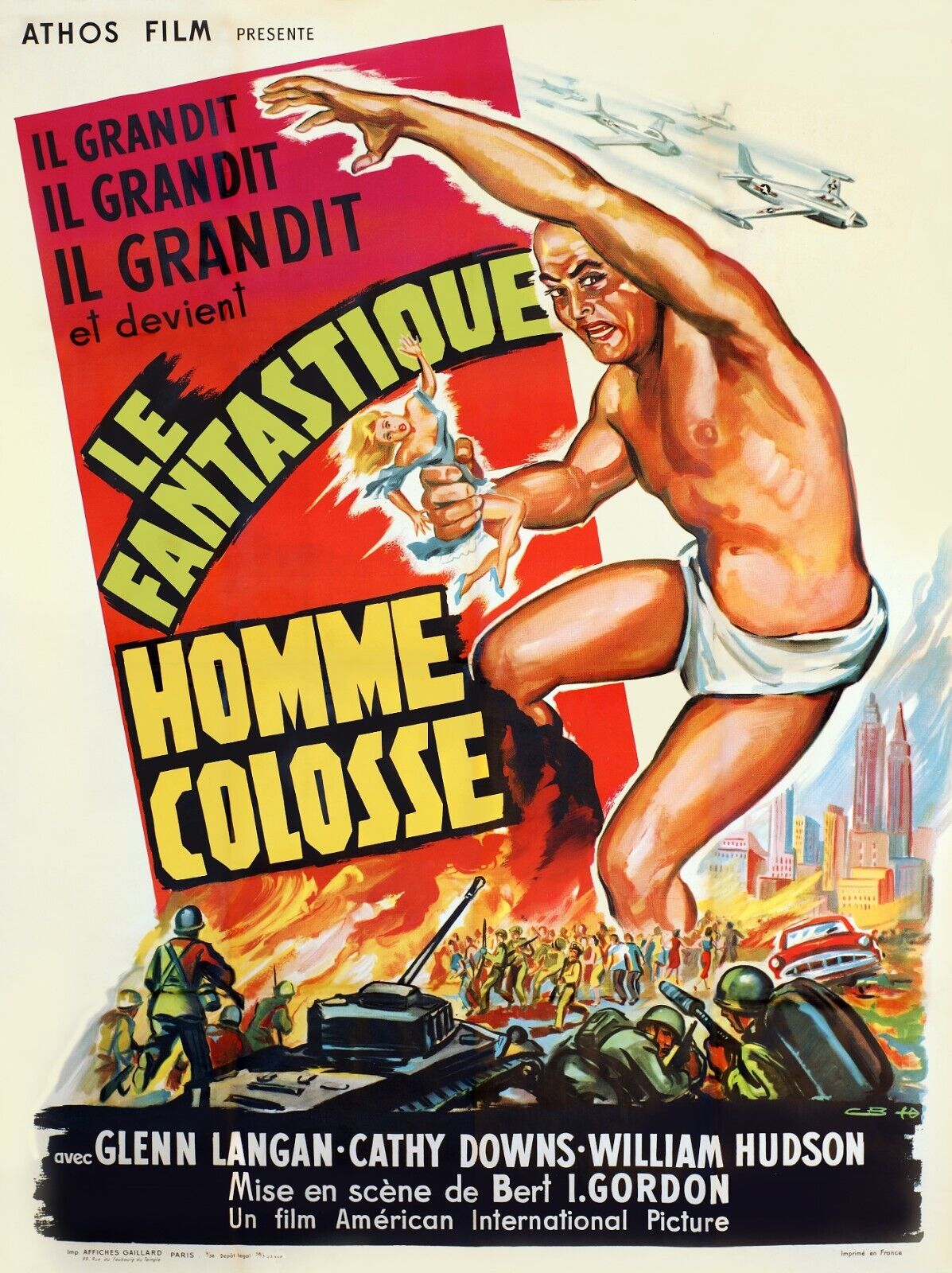 LE FANTASTIQUE HOMME COLOSSE, G.LANGAN REPRO AFFICHE CINEMA VINTAGE HQ