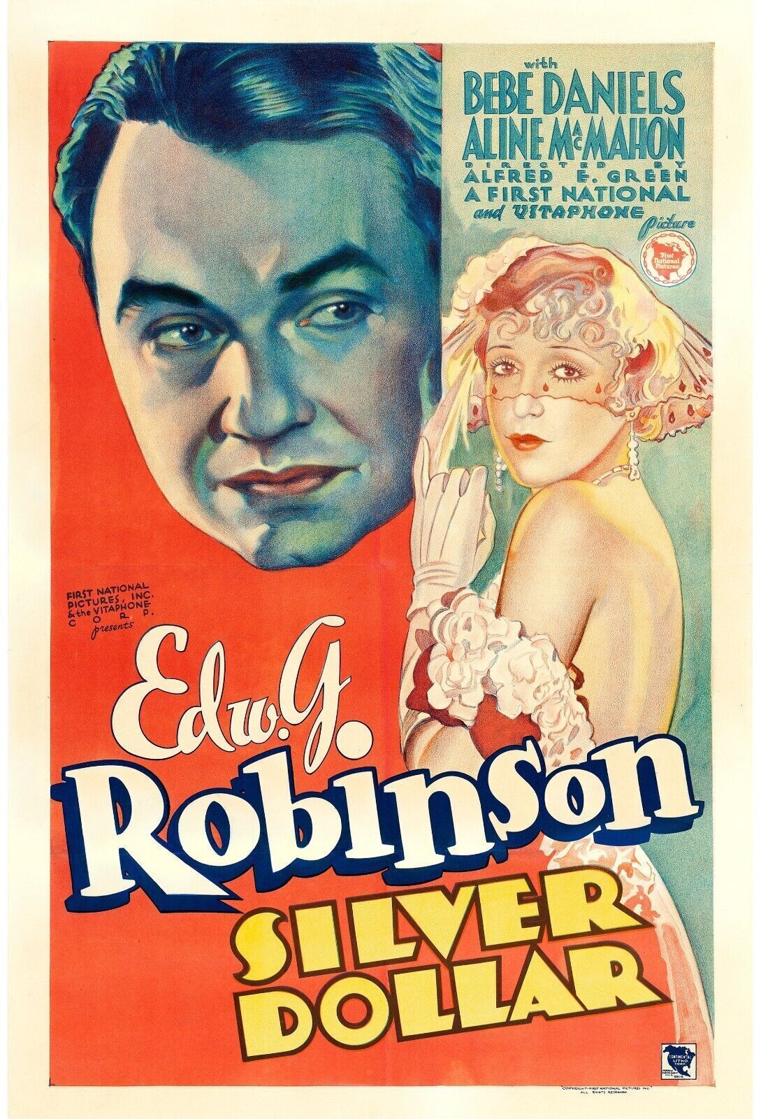 DÓLAR DE PLATA, EDWARD ROBINSON, 1932, REPRODUCCIÓN DE CARTEL VINTAGE, HQ