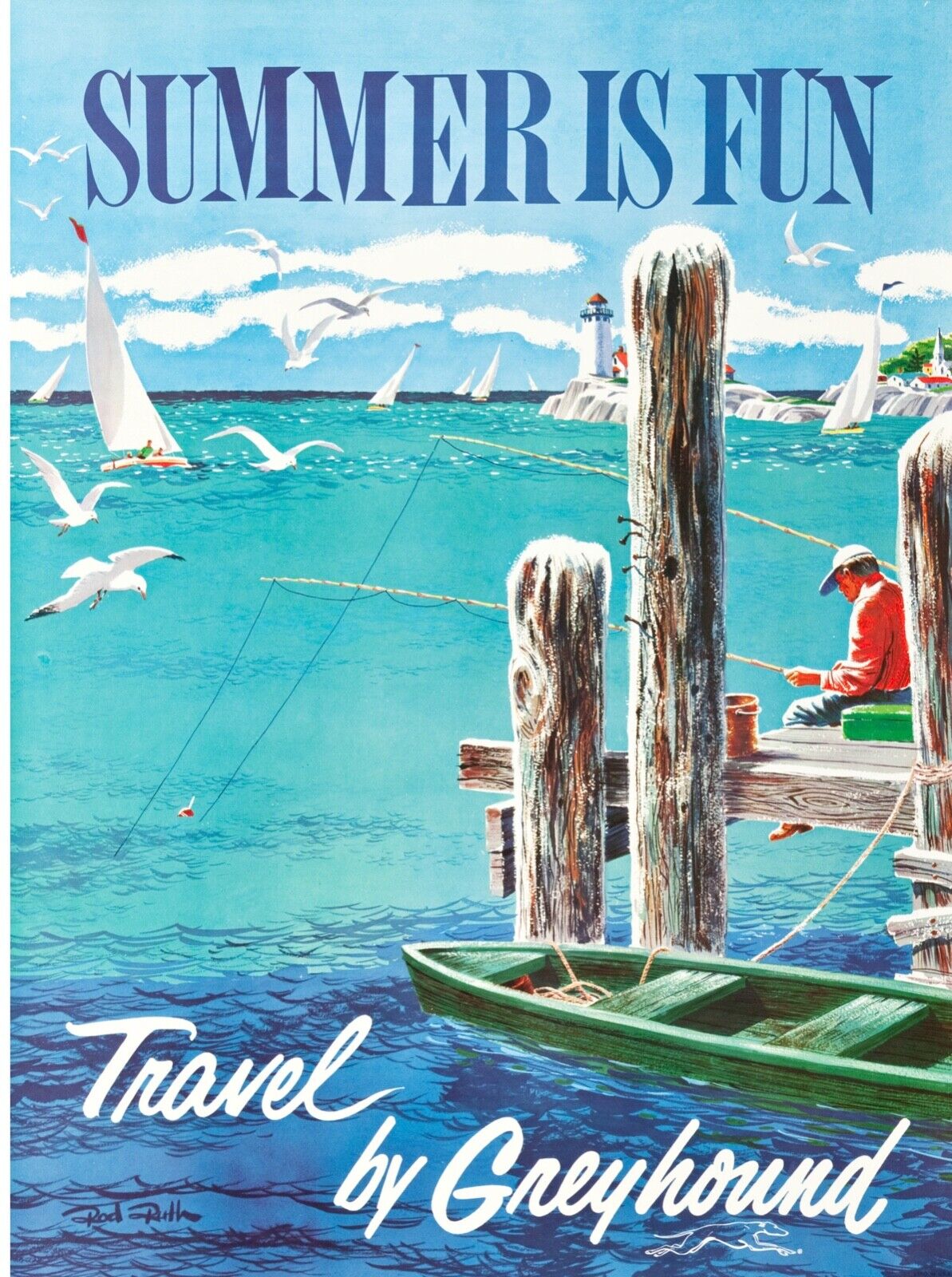 SUMMER IS FUN, USA, REPRO VINTAGE POSTER AD TRAVEL TOURISM, HQ