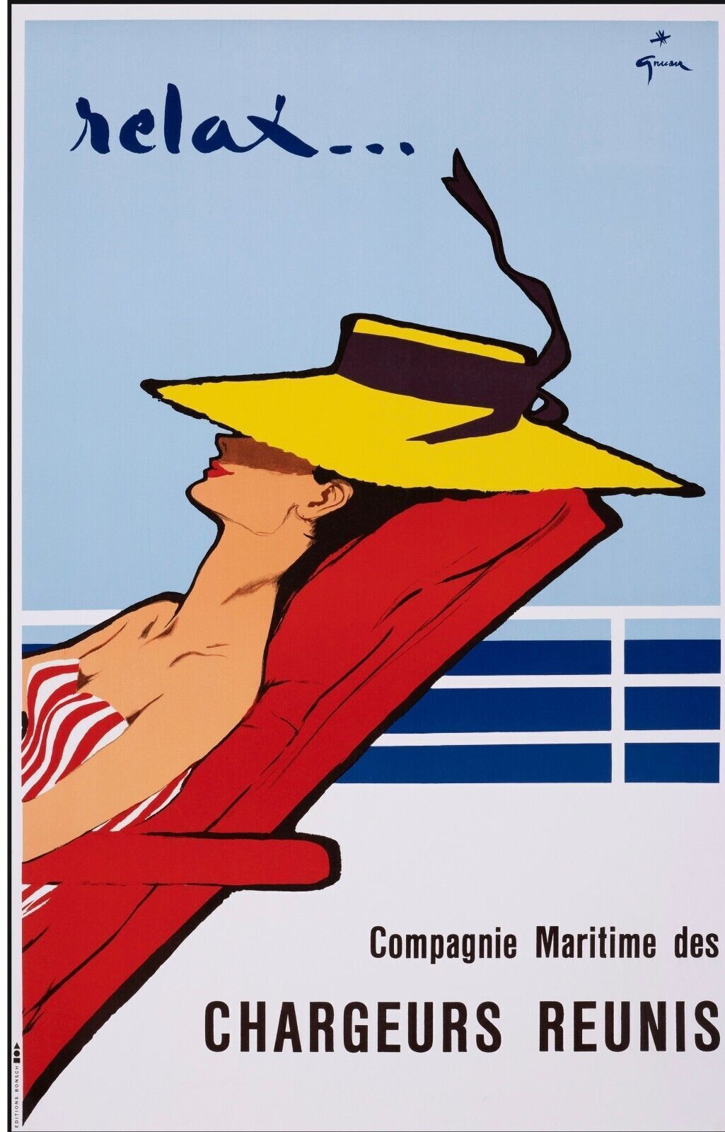 RELAX COMPAGNIE MARITIME DES CHARGEURS REUNIS,  REPRO AFFICHE CINEMA, HQ