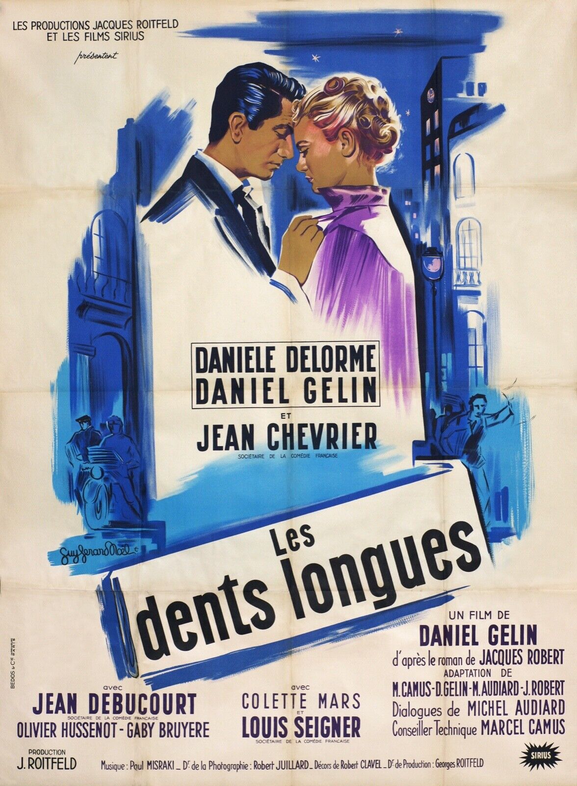 DIENTES LARGOS, DANIELE DELORME, 1953, REPRODUCCIÓN DE CARTEL DE CINE VINTAGE, HQ