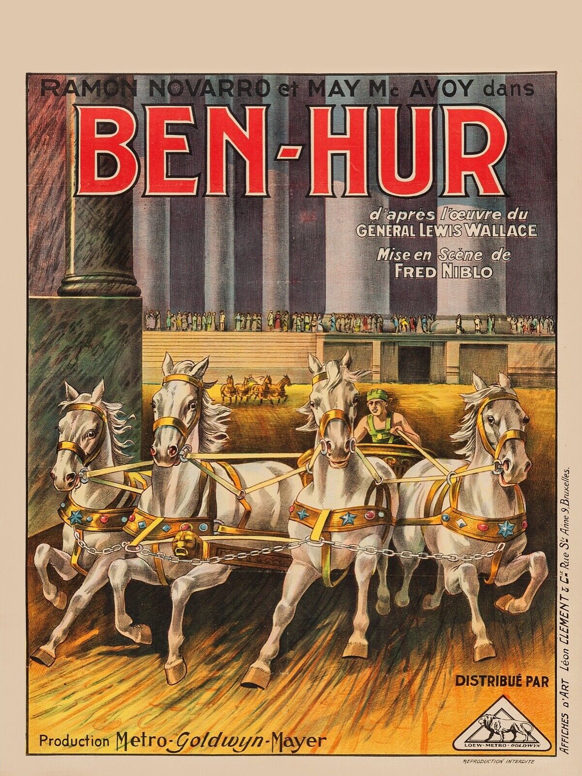 BEN-HUR, RAMON NOVARRO, 1925, REPRO MOVIE POSTER, VINTAGE, HQ