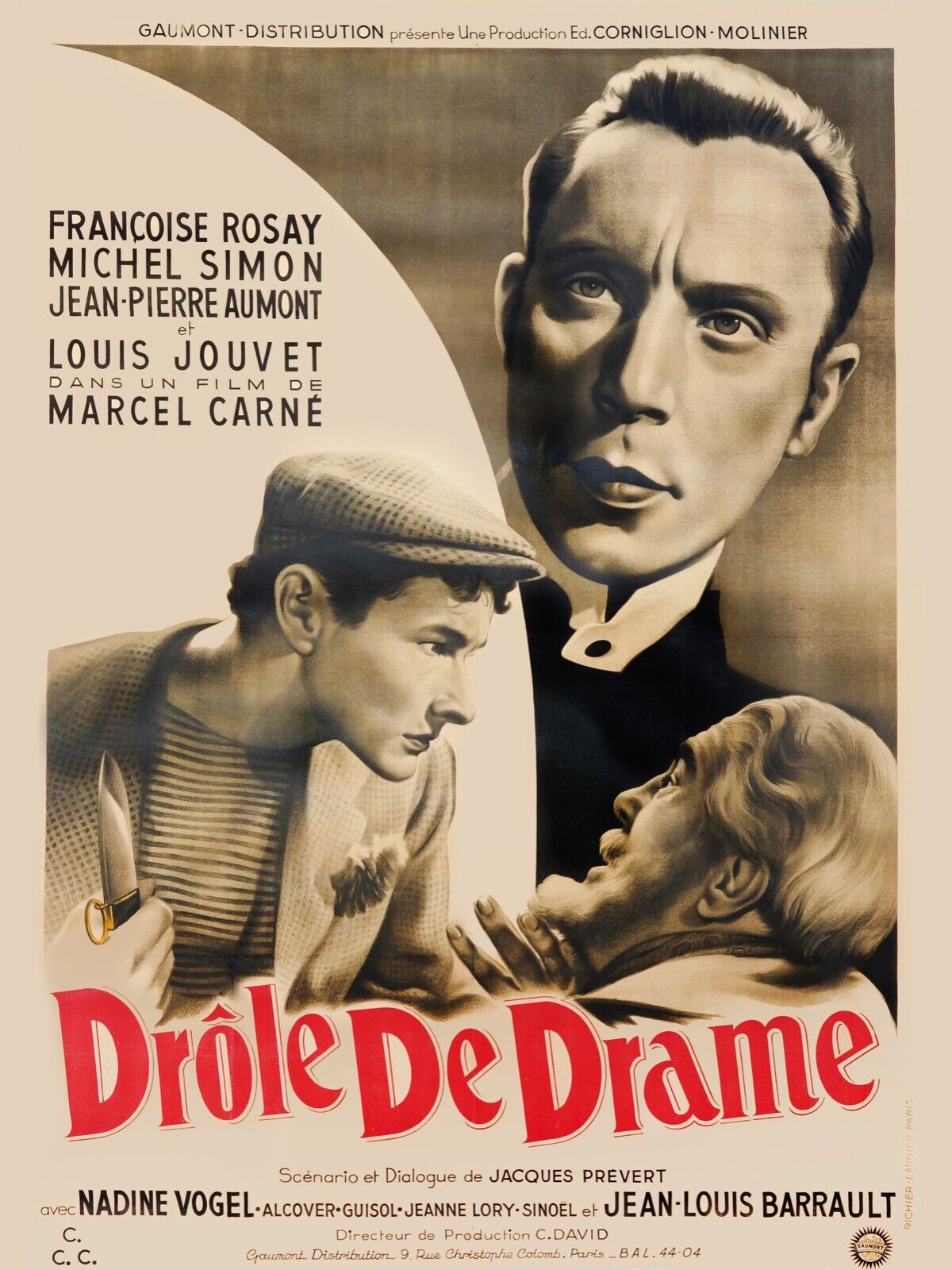 FUNNY DRAMA, FRANCOISE ROSAY - REPRO VINTAGE CINEMA POSTER