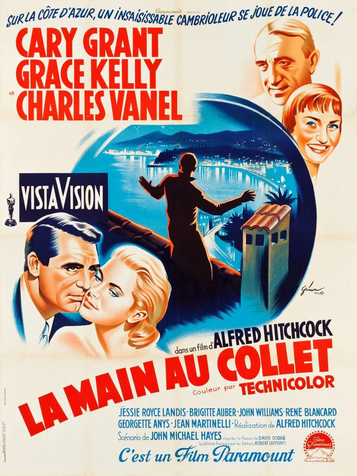 LA MAIN AU COLLET, GARY GRANT, 1955, REPRO AFFICHE CINEMA VINTAGE, HQ