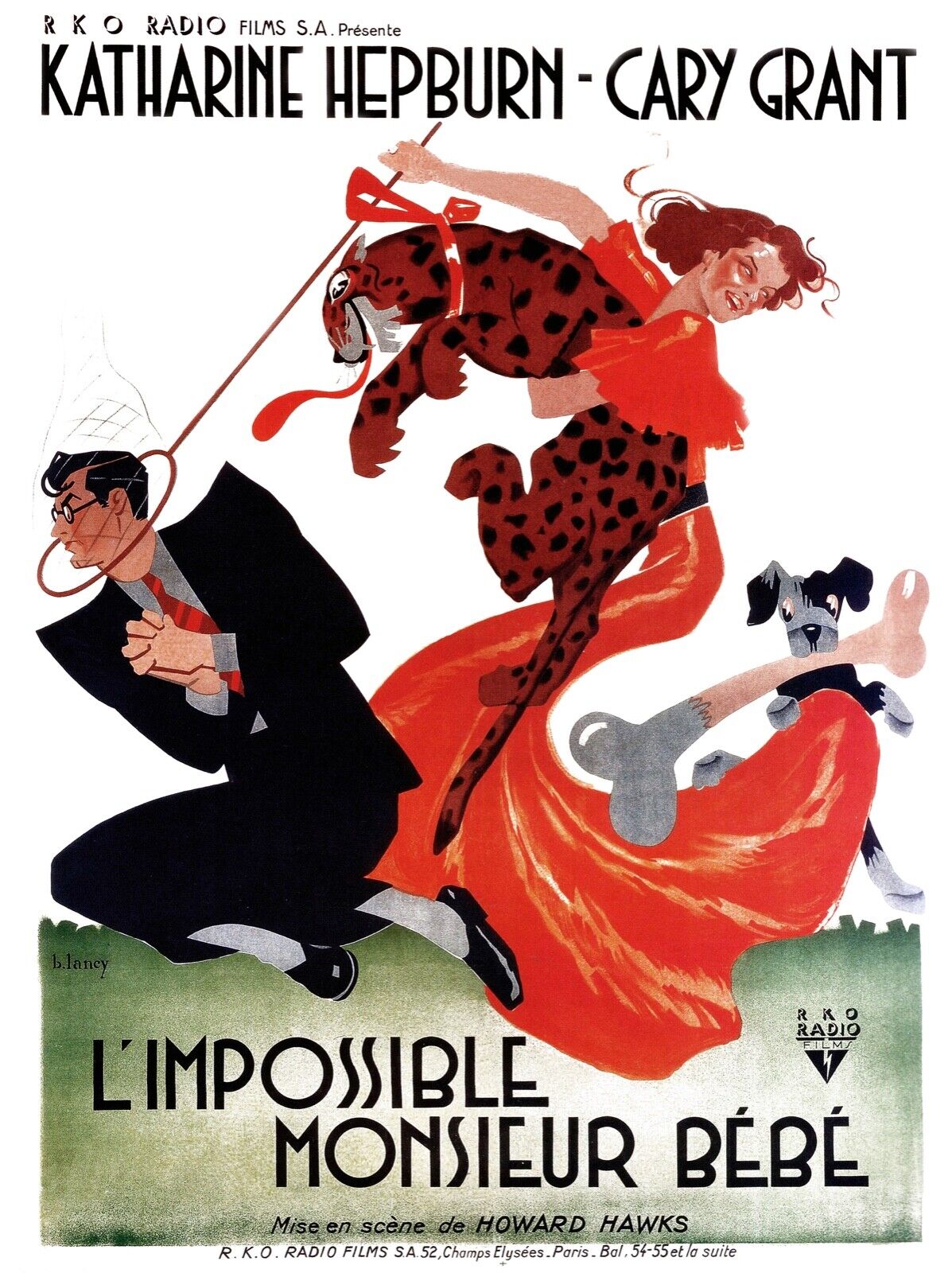 L’IMPOSSIBLE MONSIEUR BÉBÉ, KATHARINE HEPBURN, 1938, REPRO MOVIE POSTER, VINTAGE, HQ