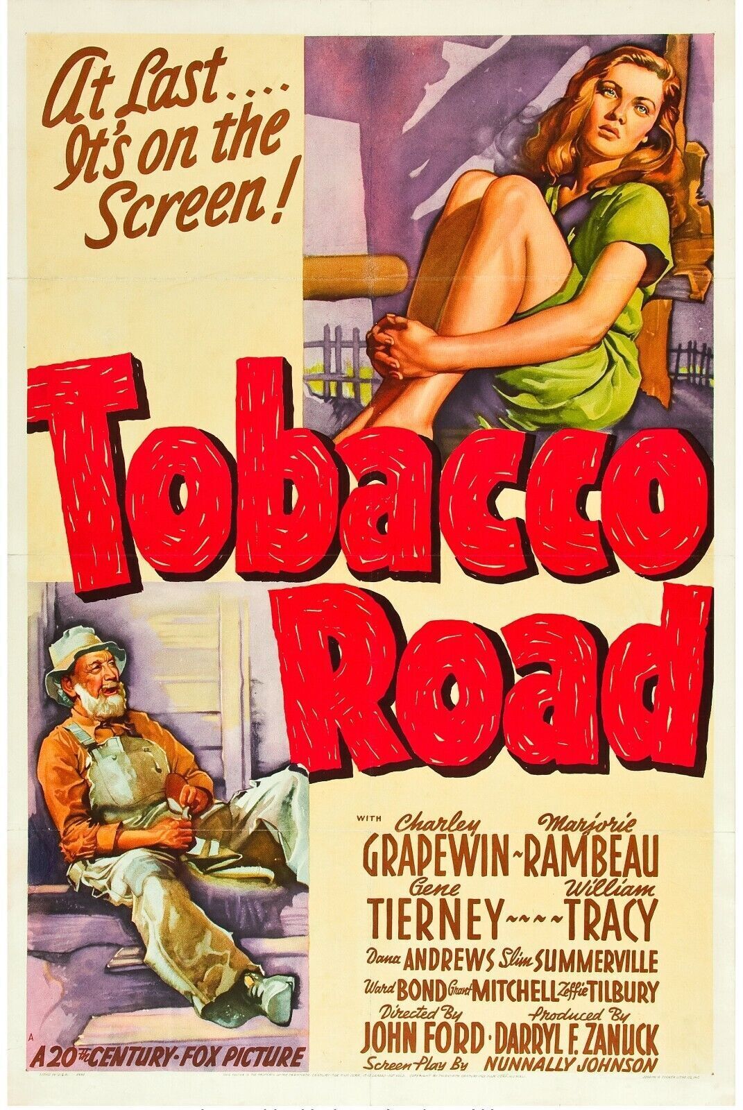 LA ROUTE DU TABAC, MARJORIE RAMBEAU, 1941, Repro affiche cinéma, VINTAGE, HQ