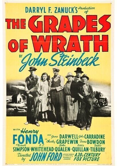 LAS UVAS DE LA IRA, HENRY FONDA, 1940, reproducción de póster de cine en alta calidad