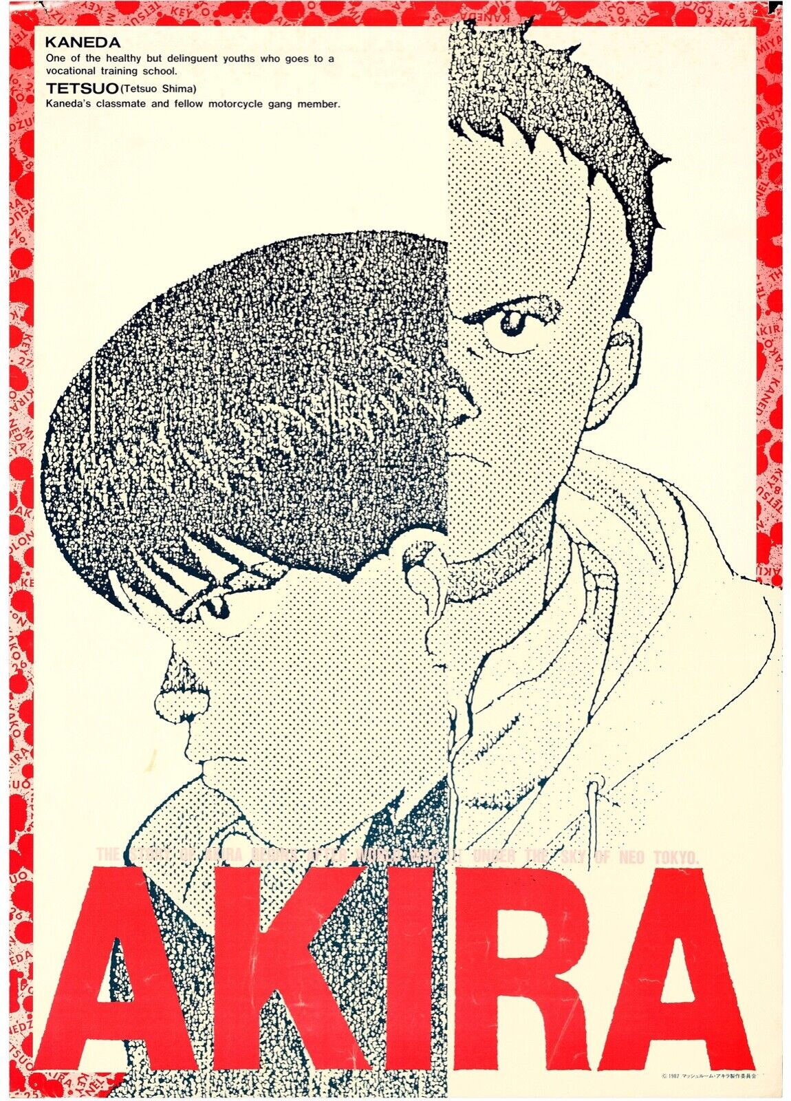 AKIRA, MANGA, JAPON, 1988, REPRO AFFICHE CINEMA VINTAGE, HQ