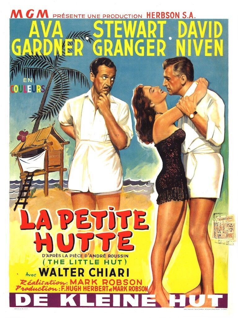 LA PETITE HUTTE, STEWART GRANGER, 1957, Repro poster cinéma, VINTAGE, HQ