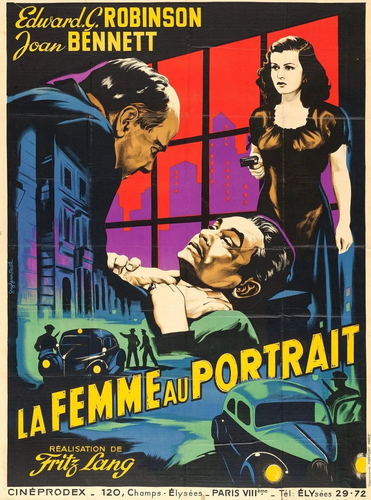 LA FEMME AU PORTRAIT, JOAN BENNETT, 1944, REPRO AFFICHE CINEMA VINTAGE, HQ
