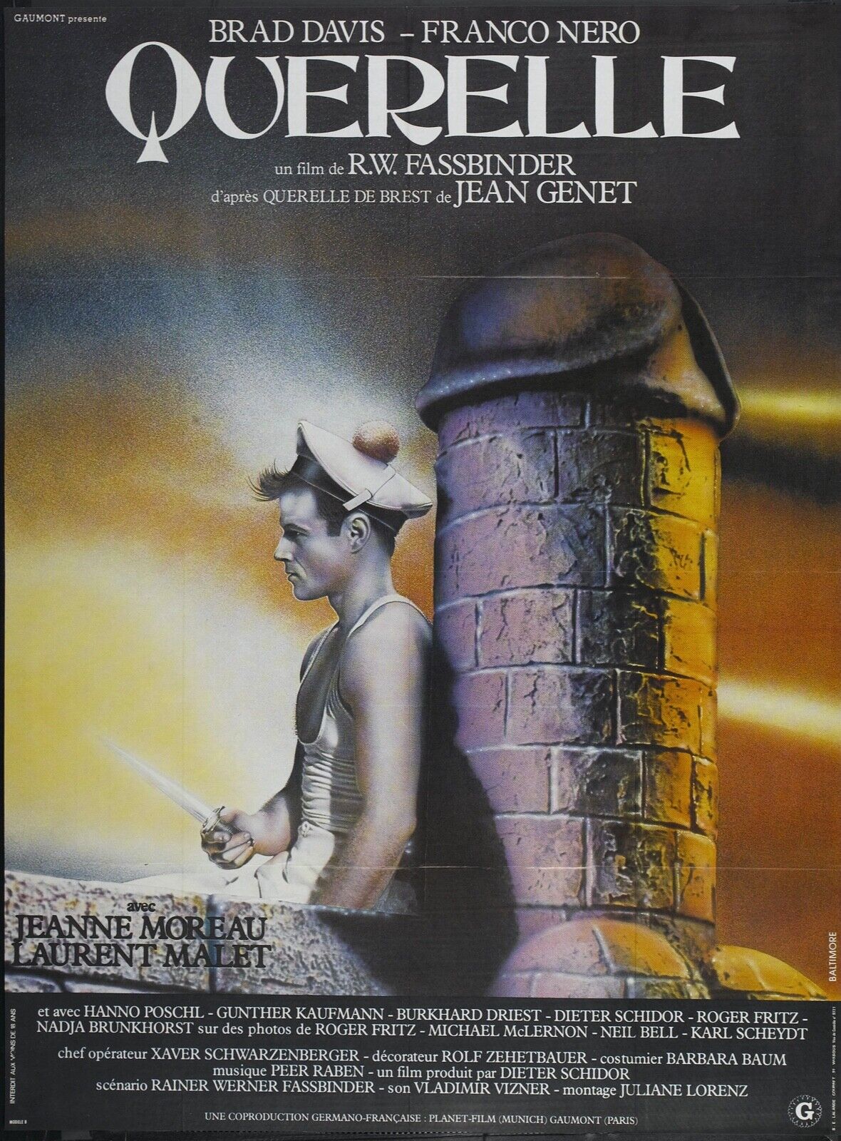 QUERELLE, BRAD DAVIS, 1982,  REPRO AFFICHE CINEMA VINTAGE, HQ