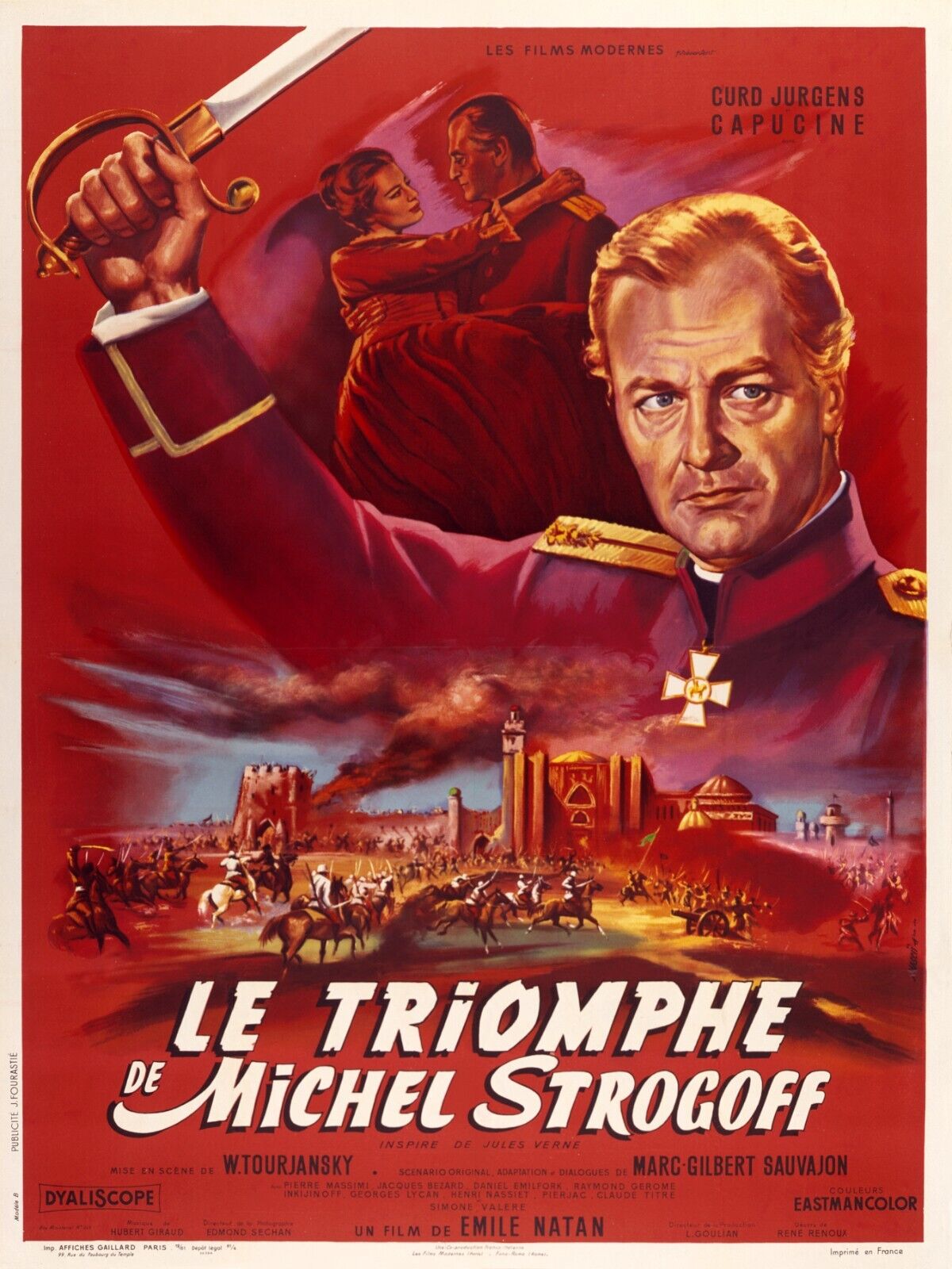 THE TRIUMPH OF MICHEL STROGOFF, CURD JURGENS, 1956, REPRO VINTAGE CINEMA POSTER, HQ