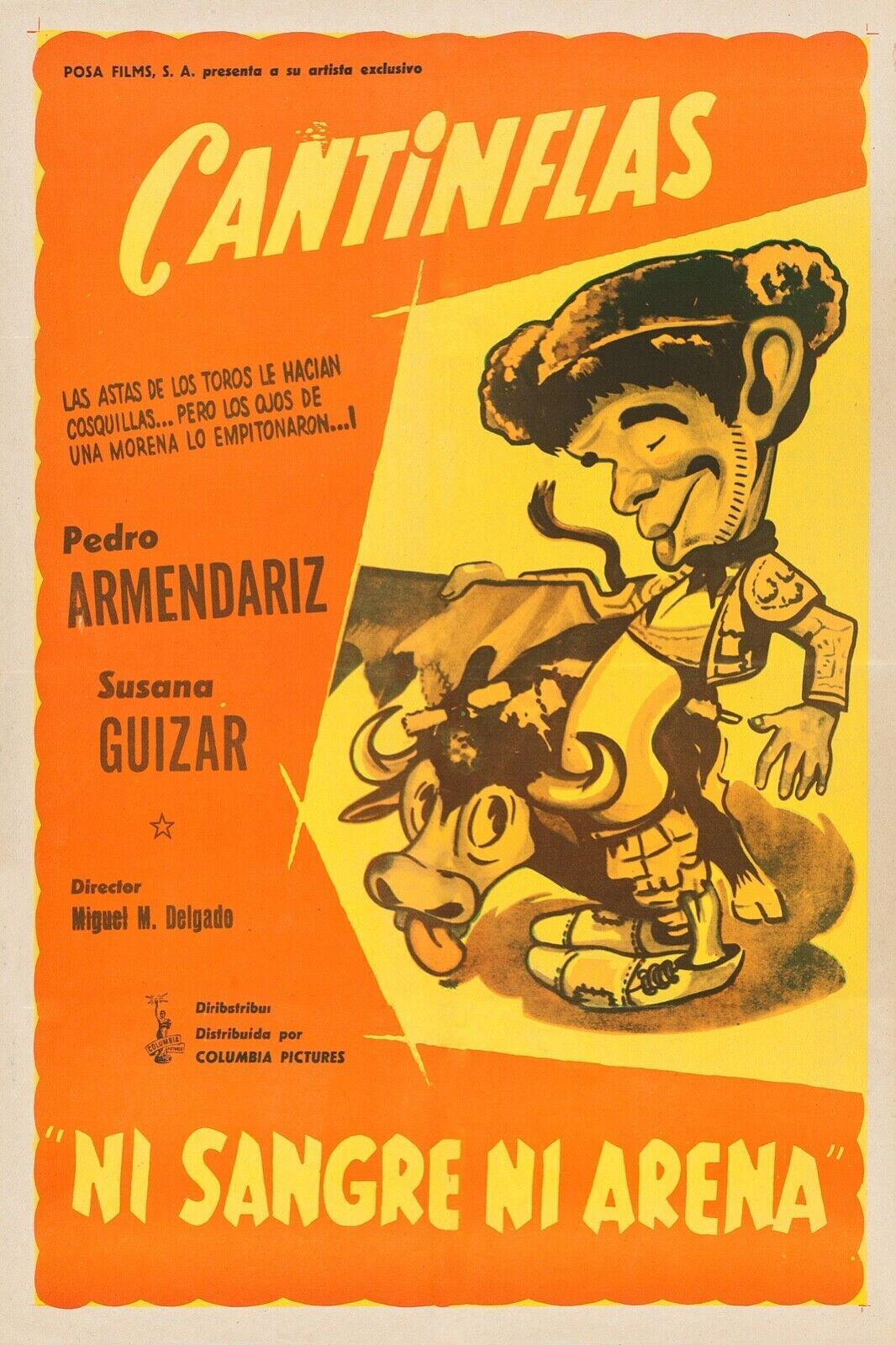 NI SANGRE NI ARENA, CANTINFLAS, 1941, REPRO VINTAGE CINEMA POSTER, HQ