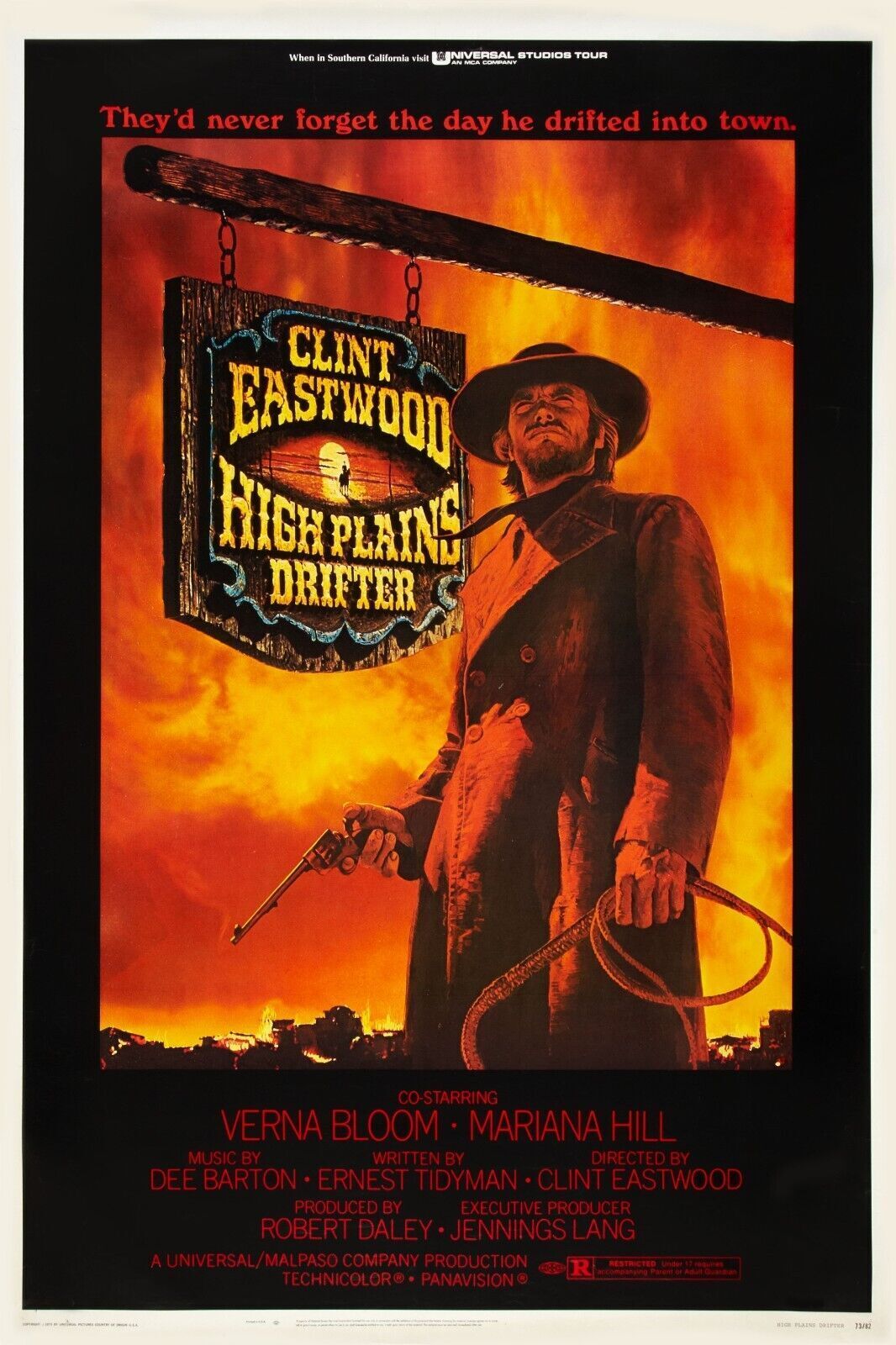 CLINT EASTWOOD, HIGH PLAINS DRIFTER, REPRODUCCIÓN DE CARTEL DE CINE VINTAGE Y LIENZO DE ALTA CALIDAD