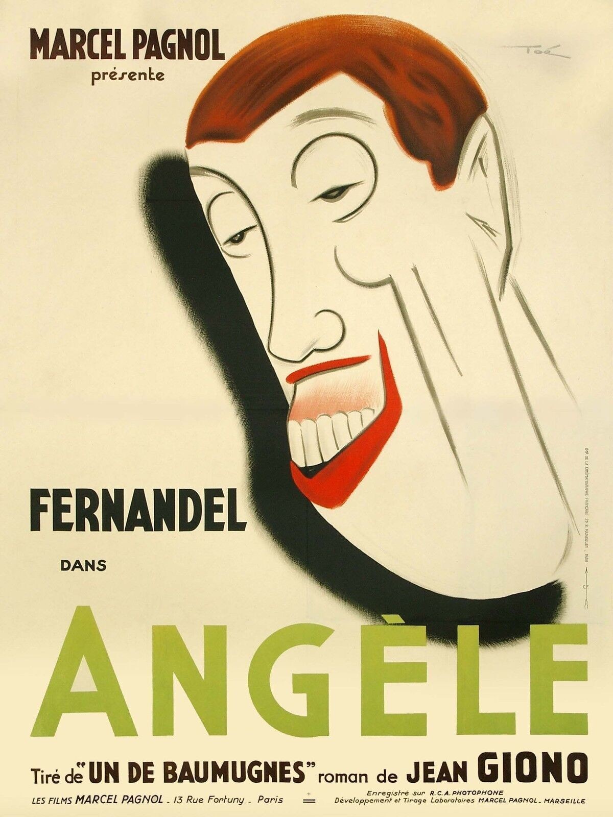 ANGÈLE, FERNANDEL, 1934, REPRO MOVIE POSTER, VINTAGE, HQ