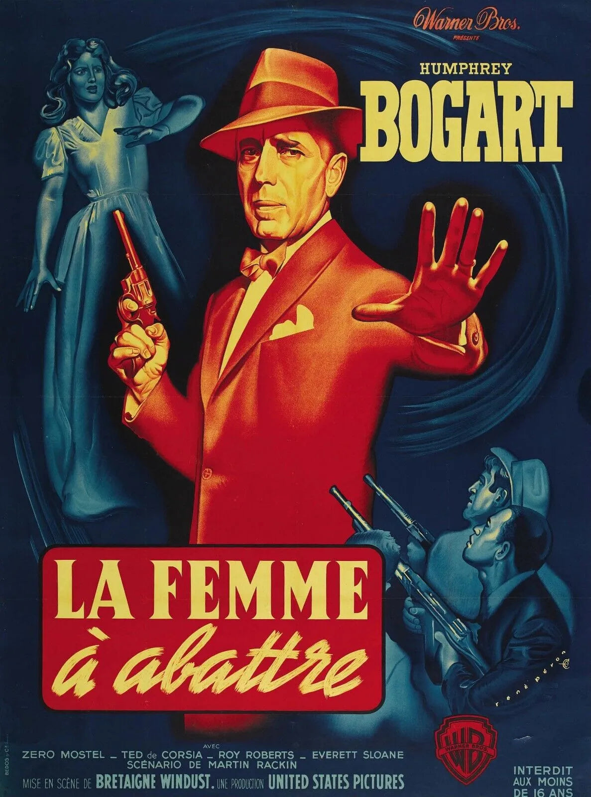 LA FEMME À ABATTRE, HUMPHREY BOGART, 1951, REPRO AFFICHE CINEMA VINTAGE, HQ