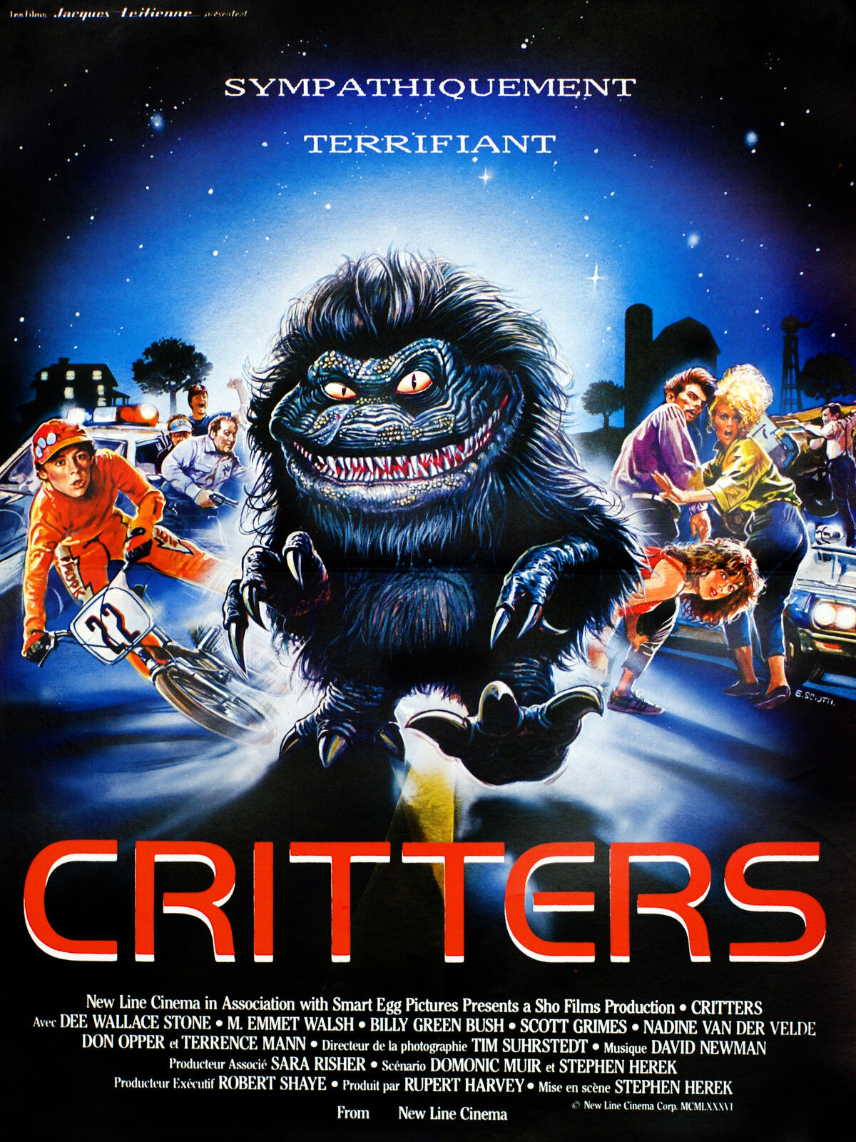 CRITTERS, DEE WALLACE STONE, 1986, REPRO AFFICHE CINÉMA VINTAGE, HQ