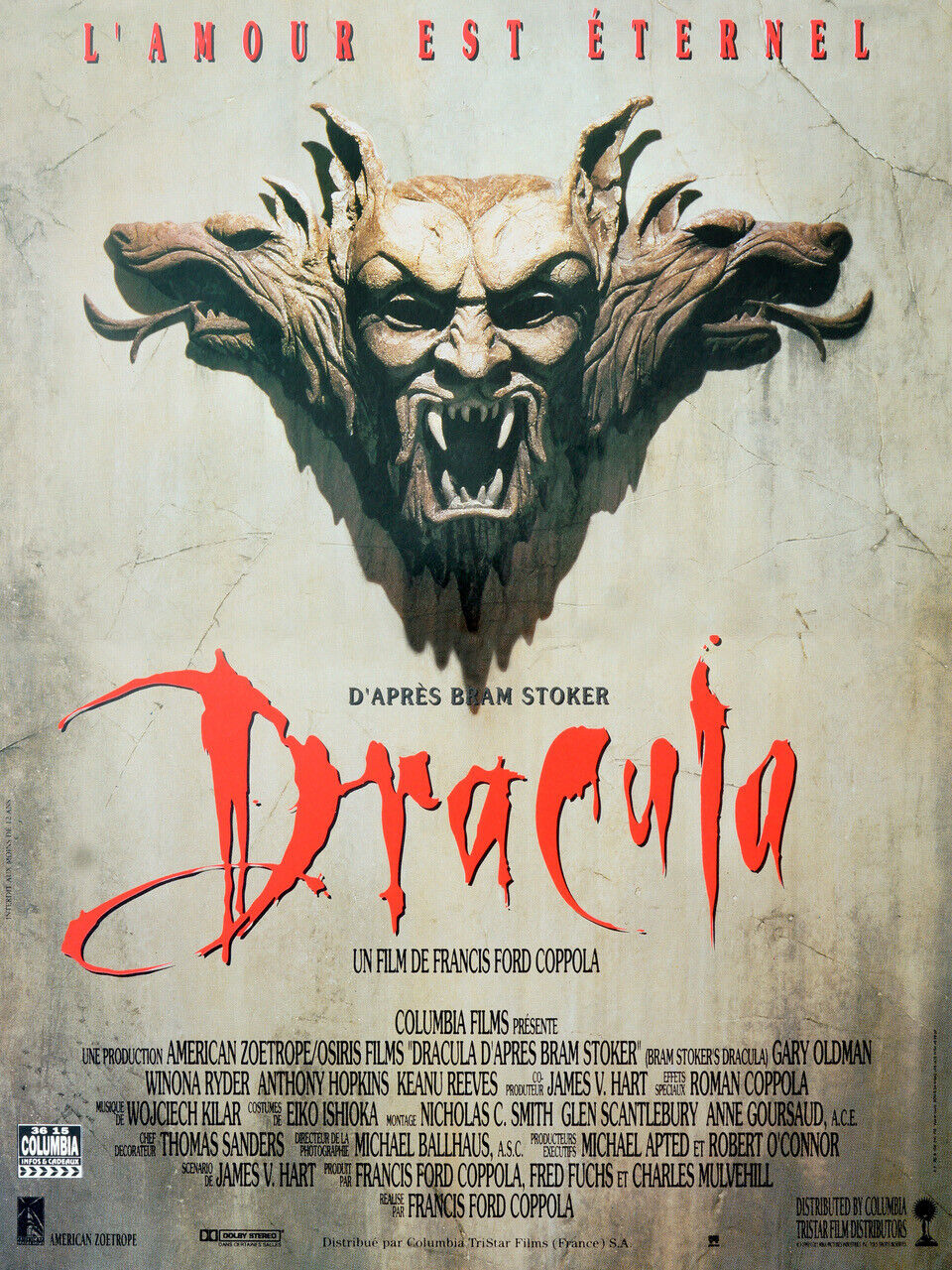 DRÁCULA, FORD COPPOLA, REPRODUCCIÓN DE CINE, CARTEL Y LIENZO