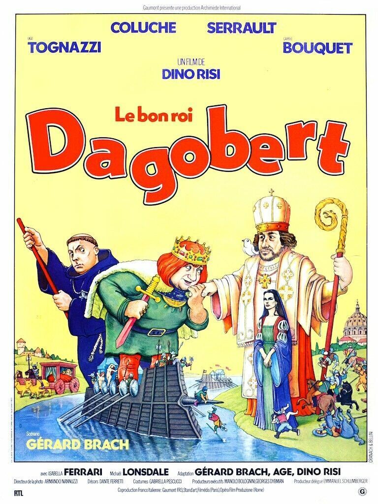 LE BON ROI DAGOBERT, COLUCHE, 1984, REPRO MOVIE POSTER, VINTAGE, HQ