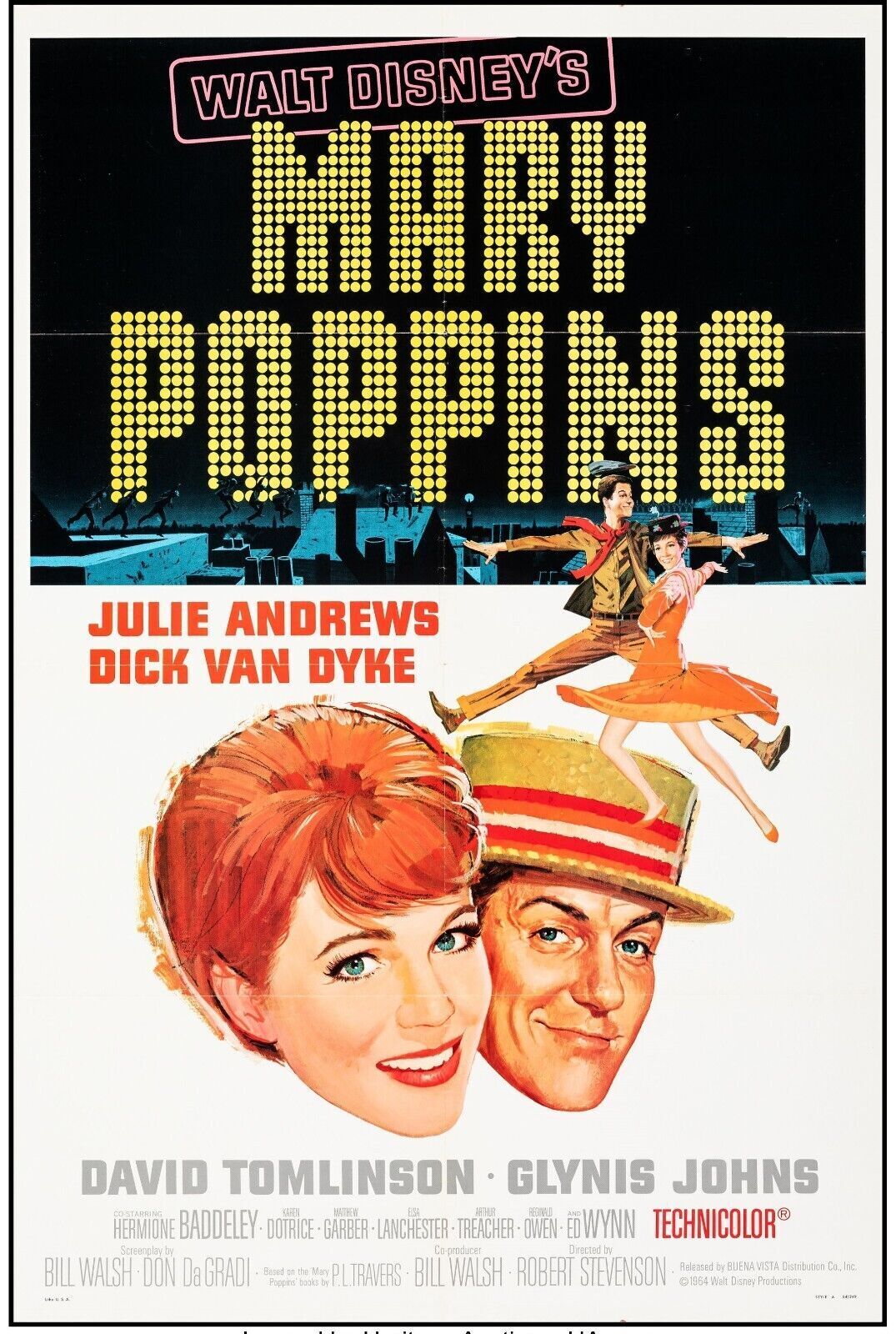 MARY POPPINS, JULIE ANDREWS, 1964, repro affiche cinéma HQ