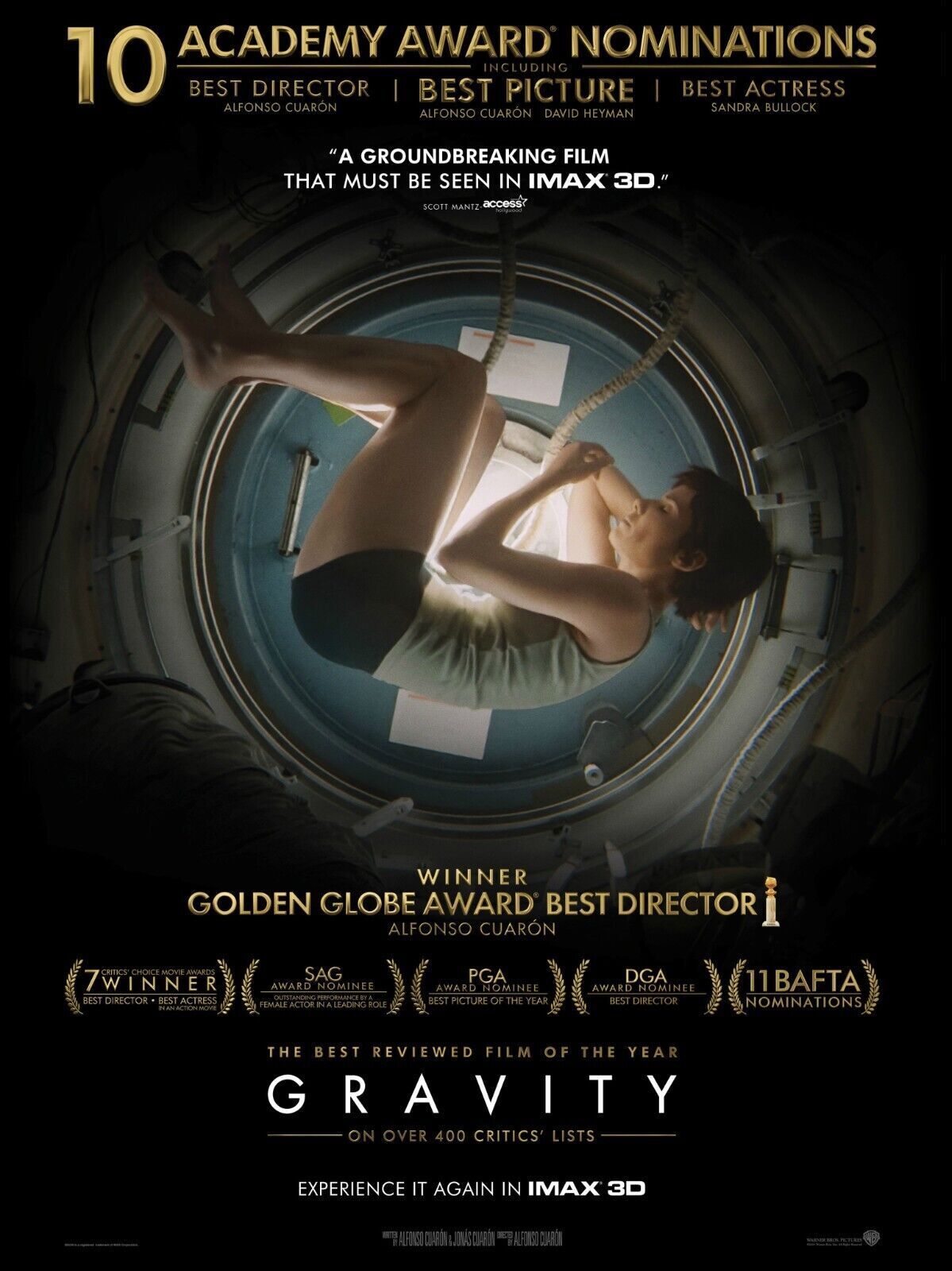 GRAVITY, SANDRA BULLOCK, REPRO VINTAGE HQ CINEMA POSTER