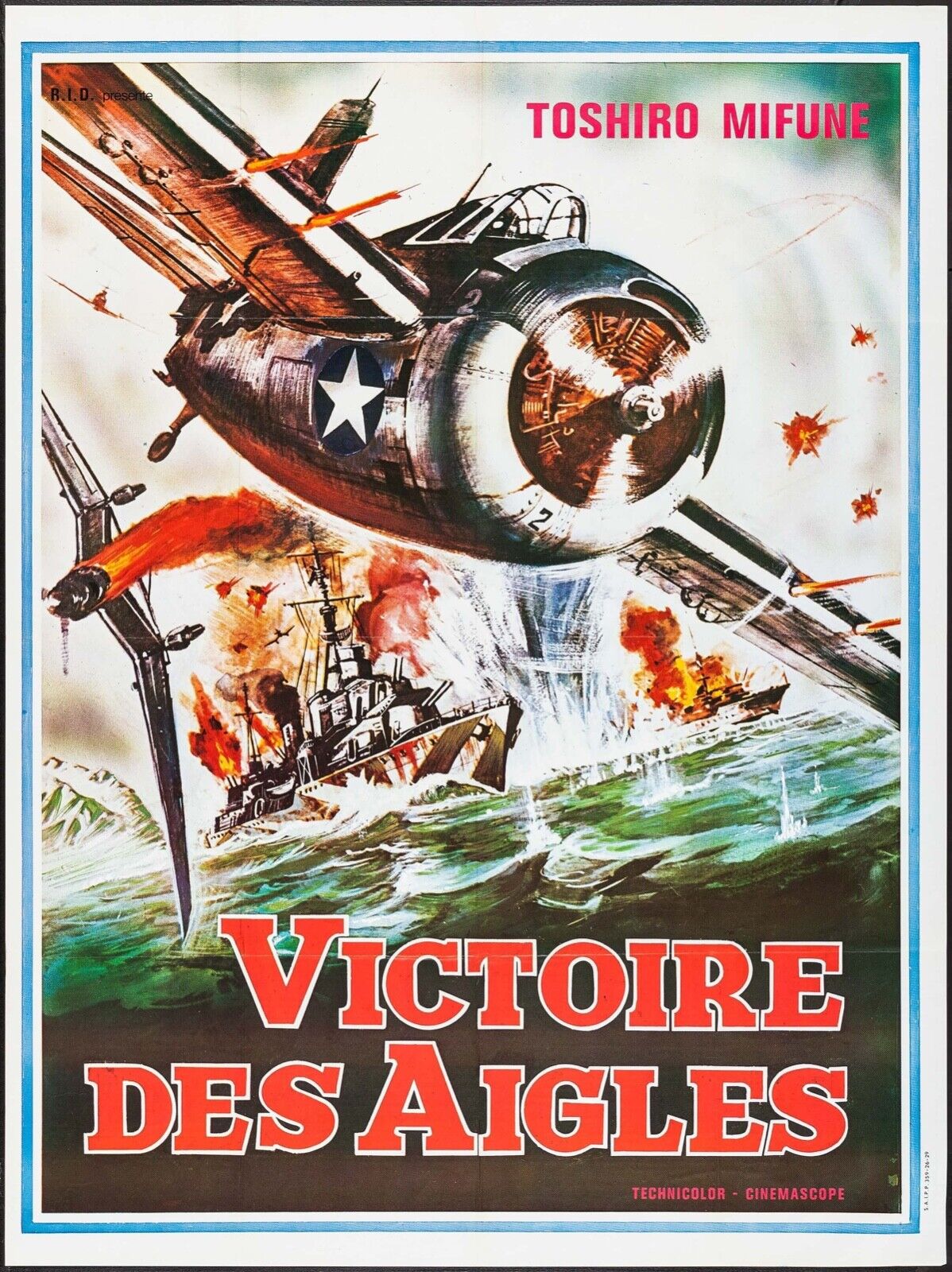 LA VICTOIRE DES AIGLES, TOSHIRO MIFUNE, 1963, JAPON, AFFICHE CINEMA VINTAGE HQ