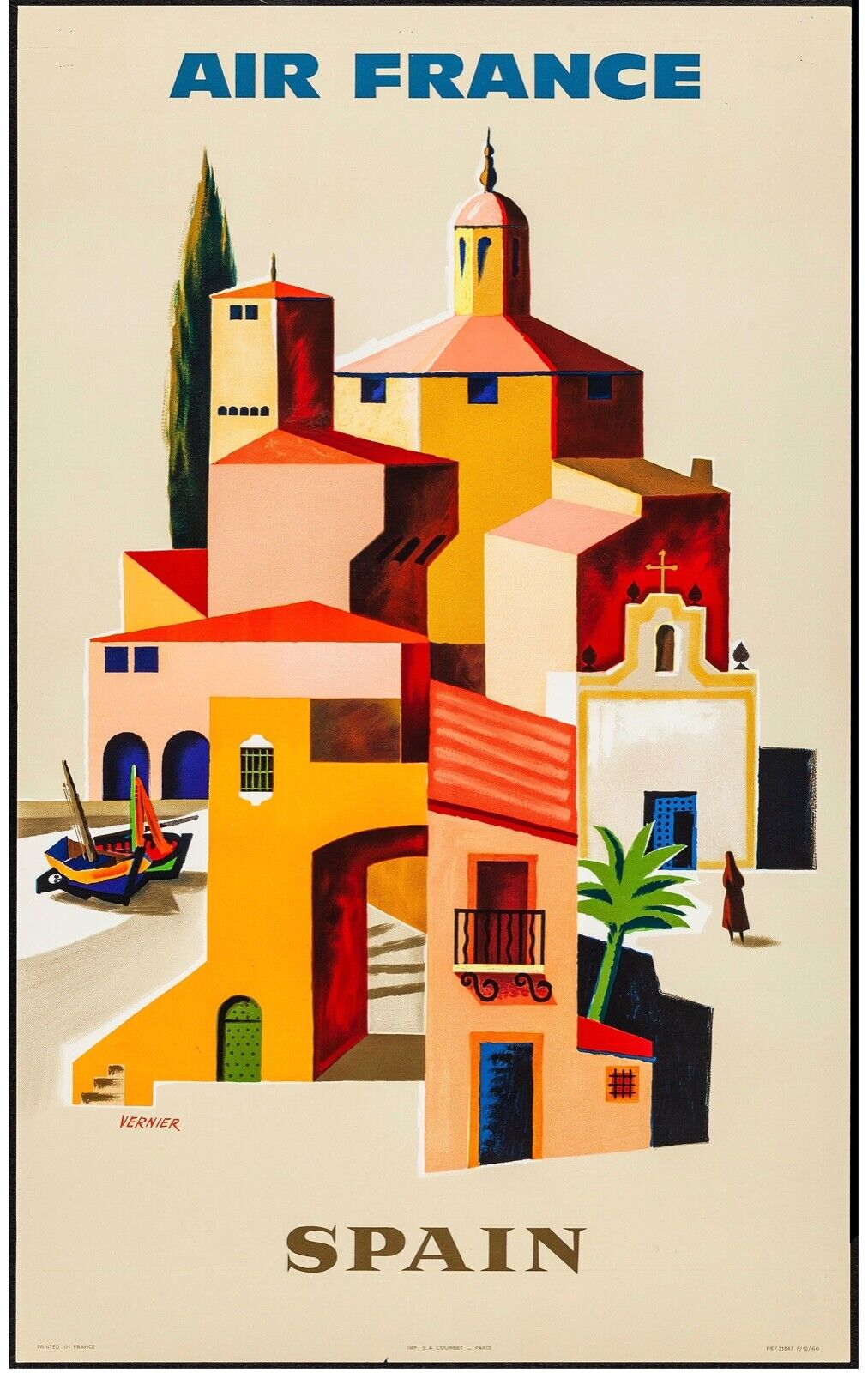AIR FRANCE SPAIN REPRO VINTAGE TRAVEL ADVERTISING POSTER ON CANVAS