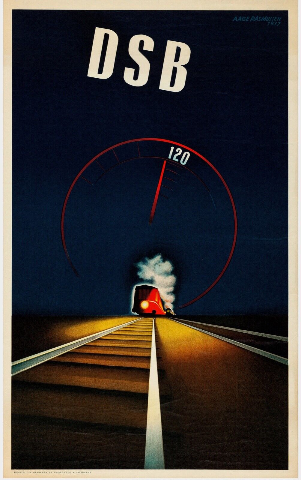 DSB 120, TRAIN WAGON, REPRO TRAVEL POSTER, VINTAGE, HQ