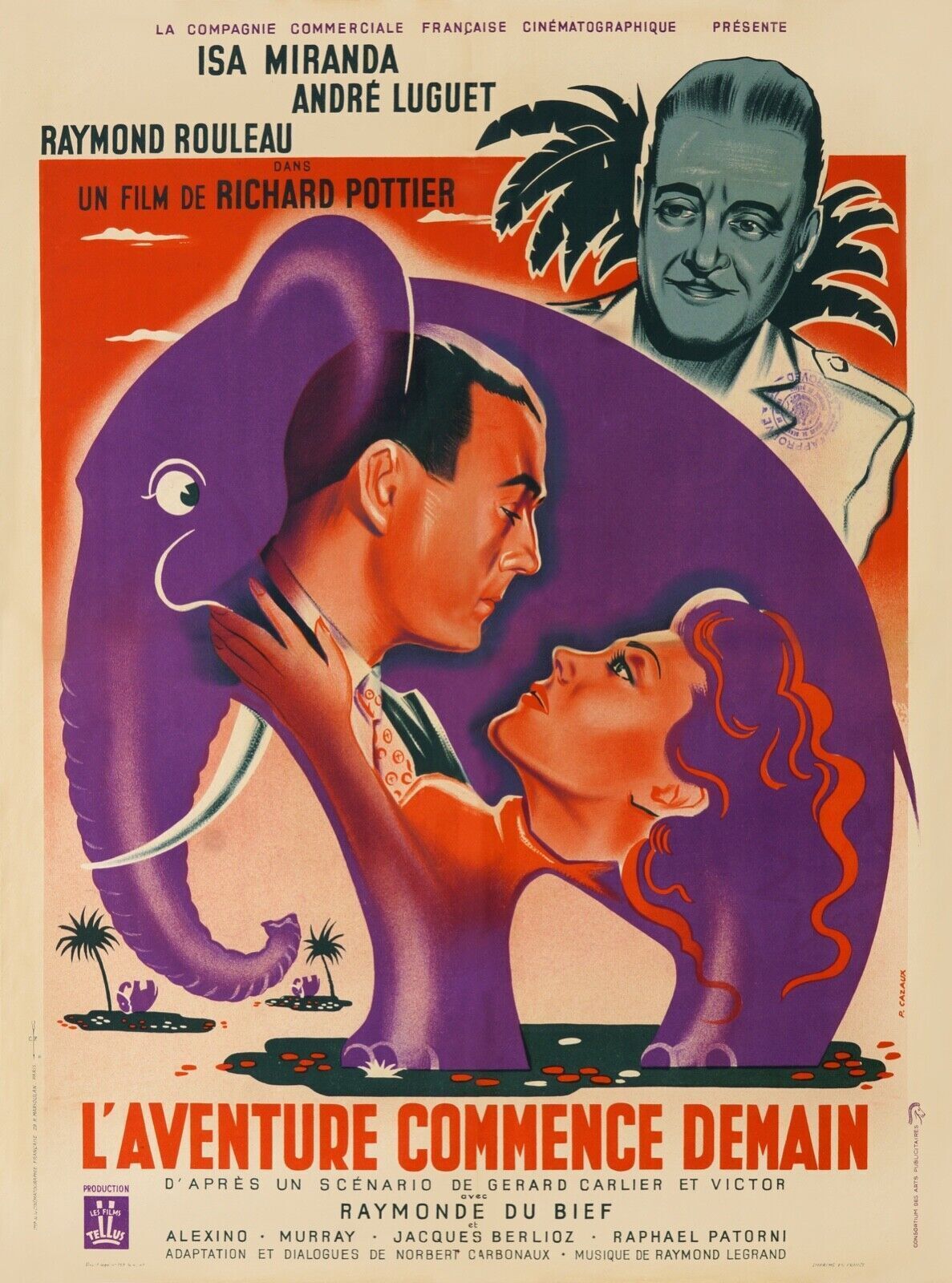 L’AVENTURE COMMENCE DEMAIN, RAYMOND ROULEAU, 1947, REPRO MOVIE POSTER, VINTAGE, HQ