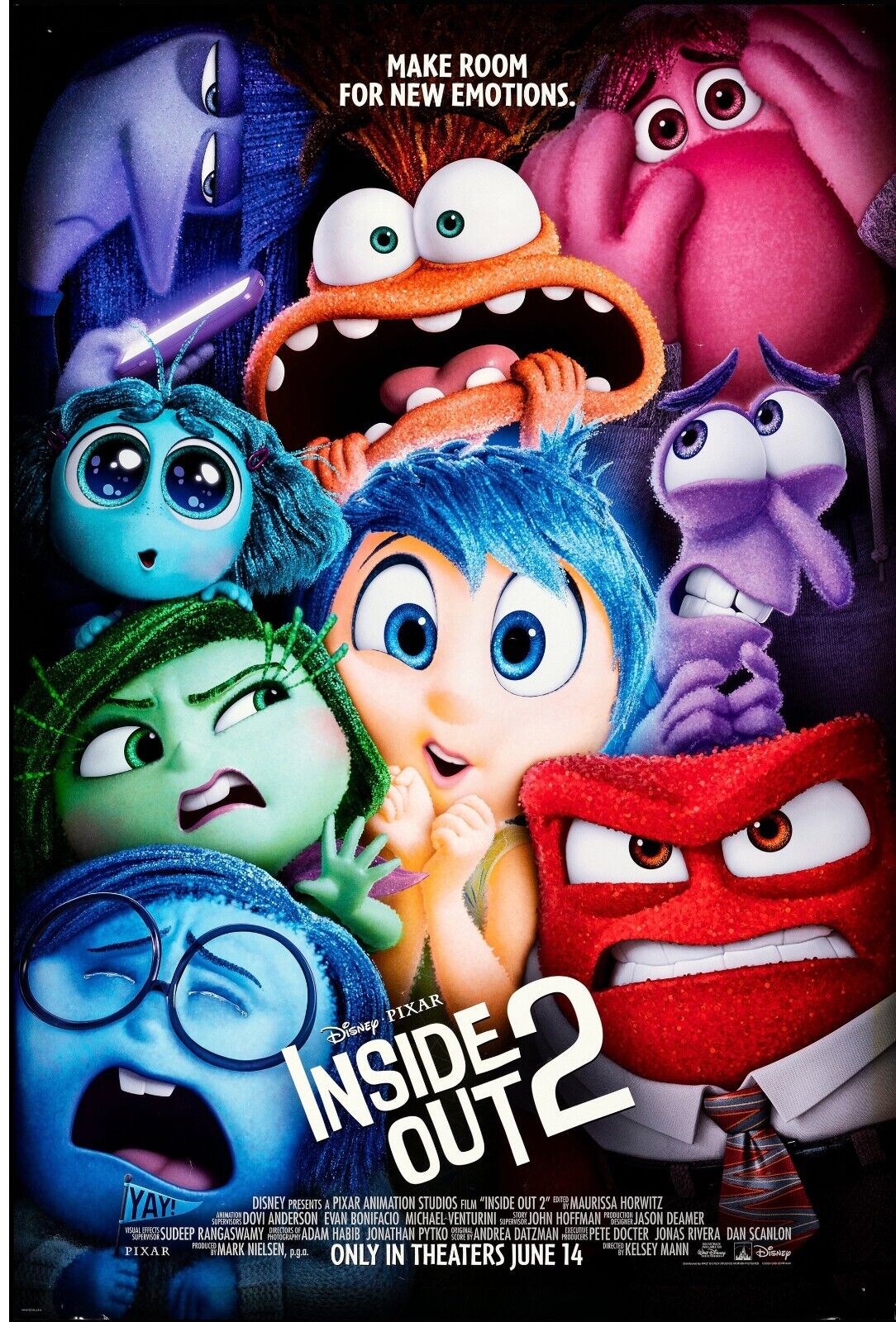 INSIDE OUT 2, AMY POEHLER, 2024, REPRO MOVIE POSTER, VINTAGE, HQ