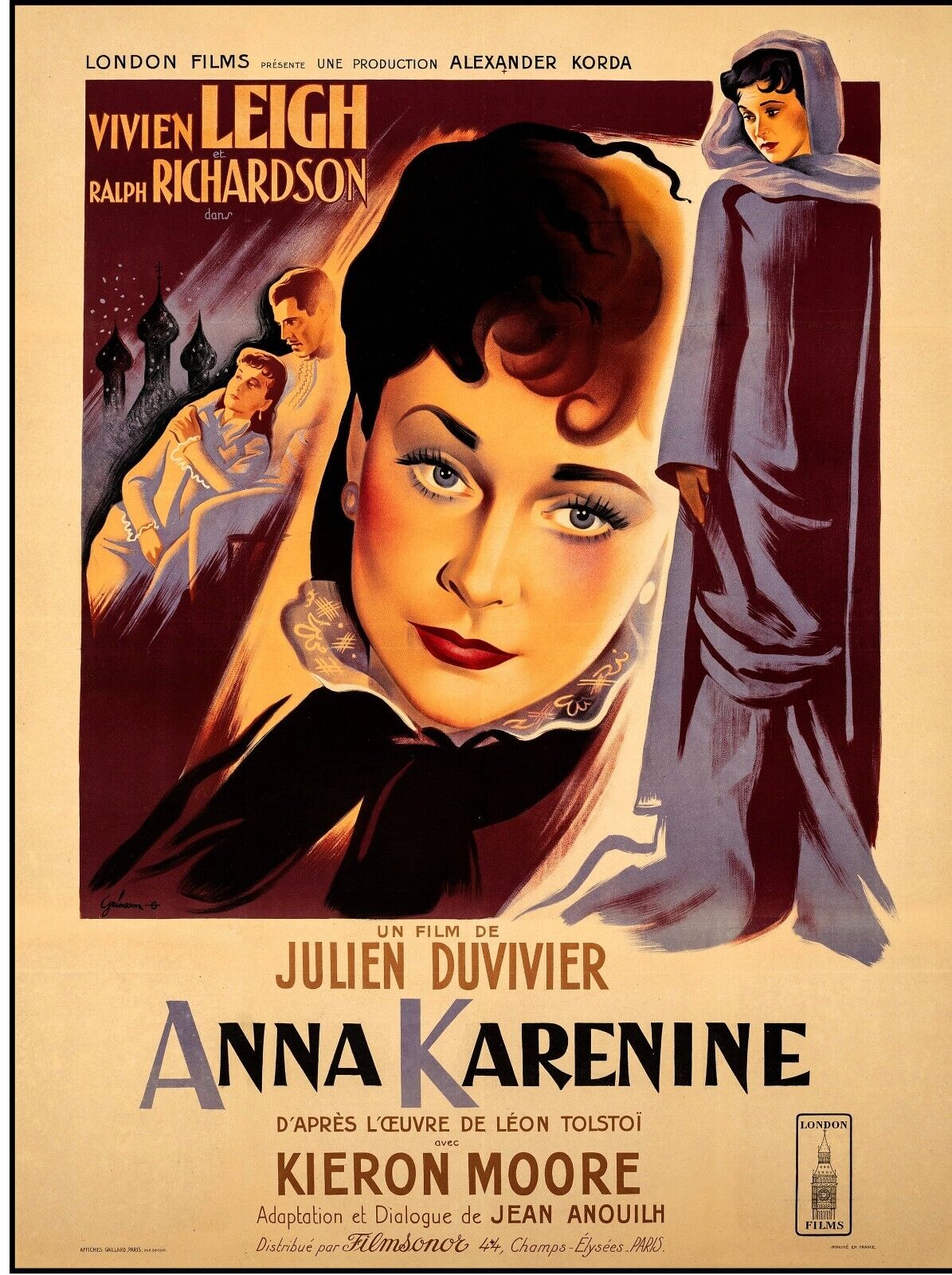 ANNA KARENINA, VIVIEN LEIGH, 1948 repro cinema poster, HQ