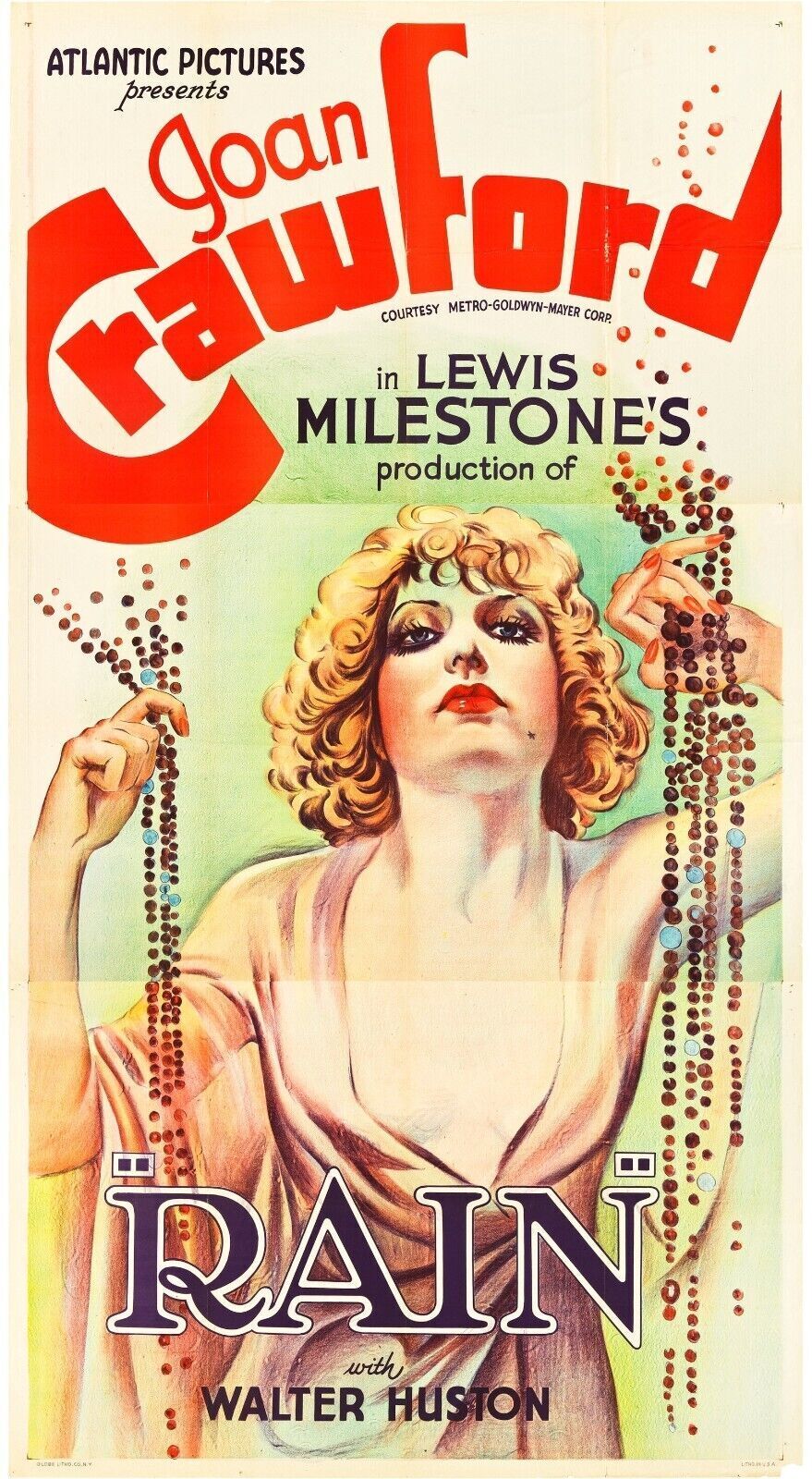 PLUIE, RAIN, JOAN CRAWFORD, 1932,  Repro affiche cinéma VINTAGE, HQ