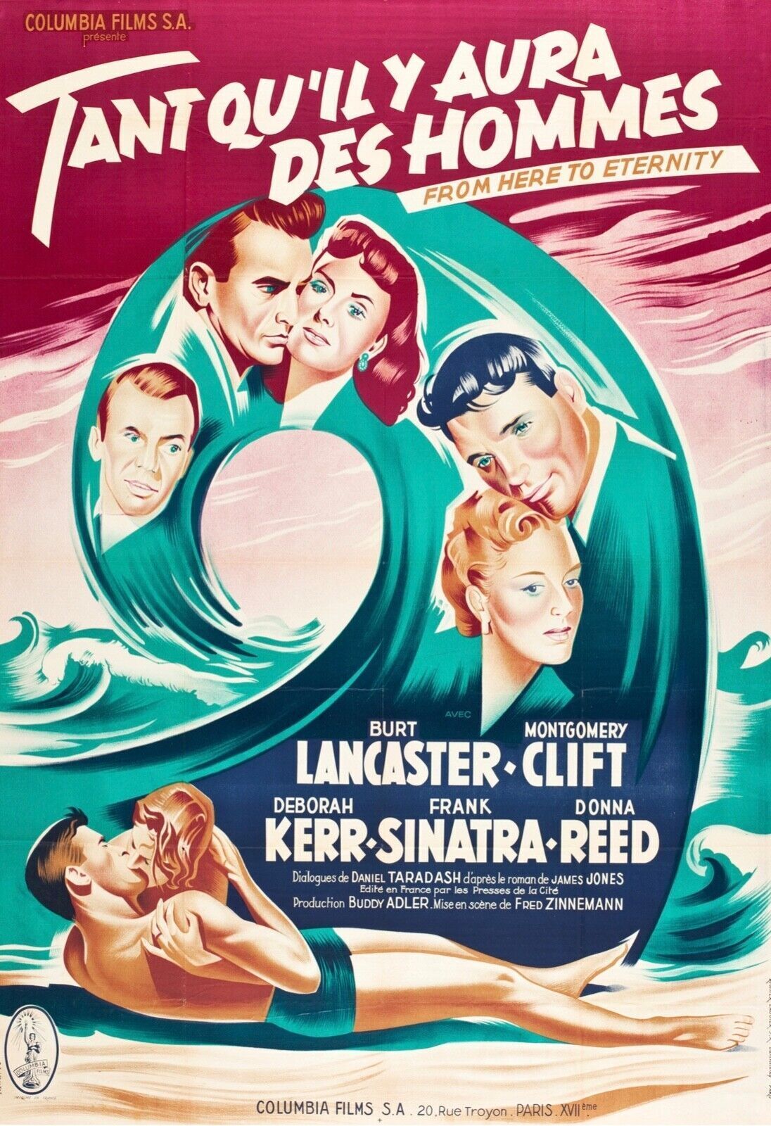 TANT QU'IL Y AURA DES HOMMES, BURT LANCASTER, 1953, REPRO AFFICHE CINEMA VINTAGE, HQ