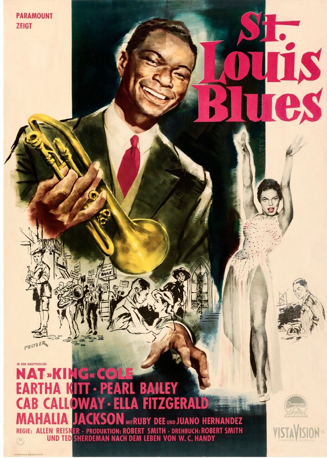 SAINT LOUIS BLUES, NAT KING-COLE, 1958, REPRO AFFICHE MUSIQUE VINTAGE, HQ