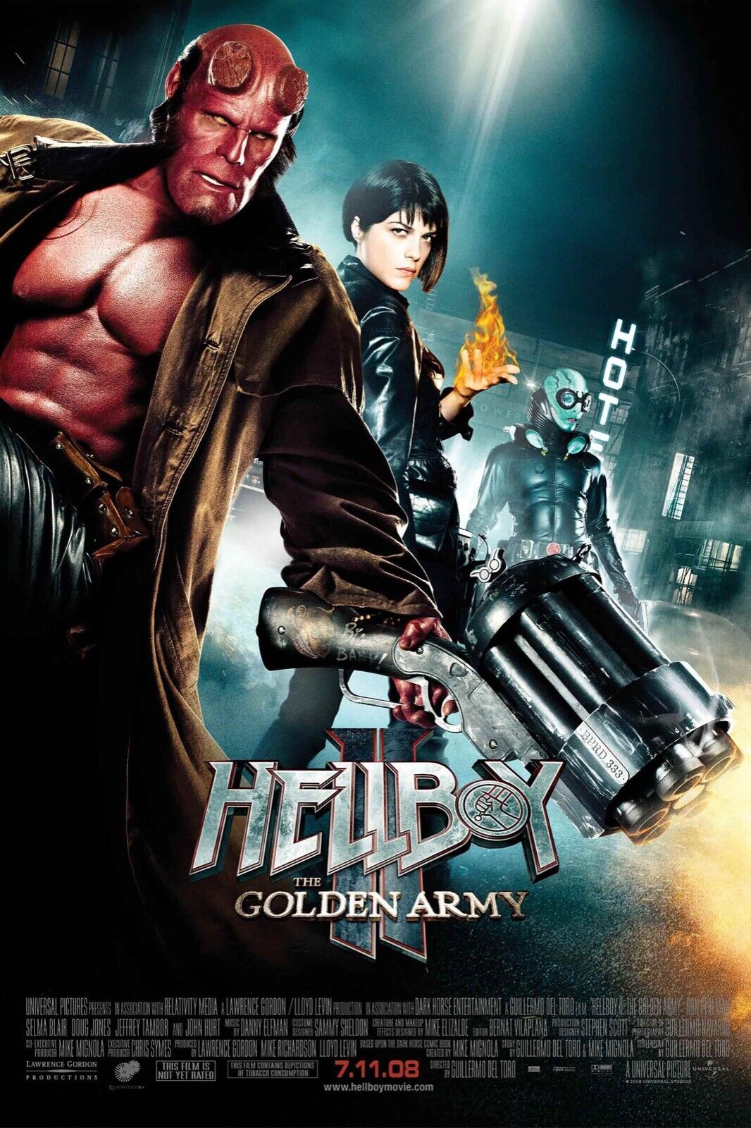 HELLBOY II : THE GOLDEN ARMY, RON PERLMAN, 2008, REPRO AFFICHE CINÉMA VINTAGE, HQ