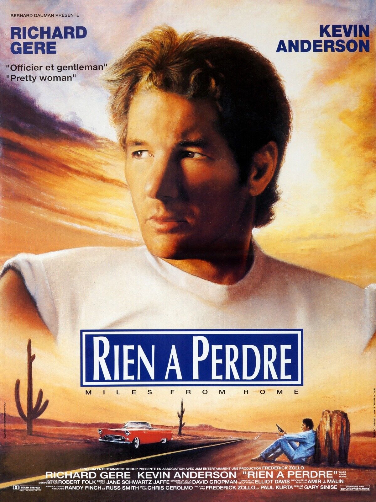 RIEN A PERDRE, RICHARD GERE, 1988, Repro affiche cinéma VINTAGE, HQ