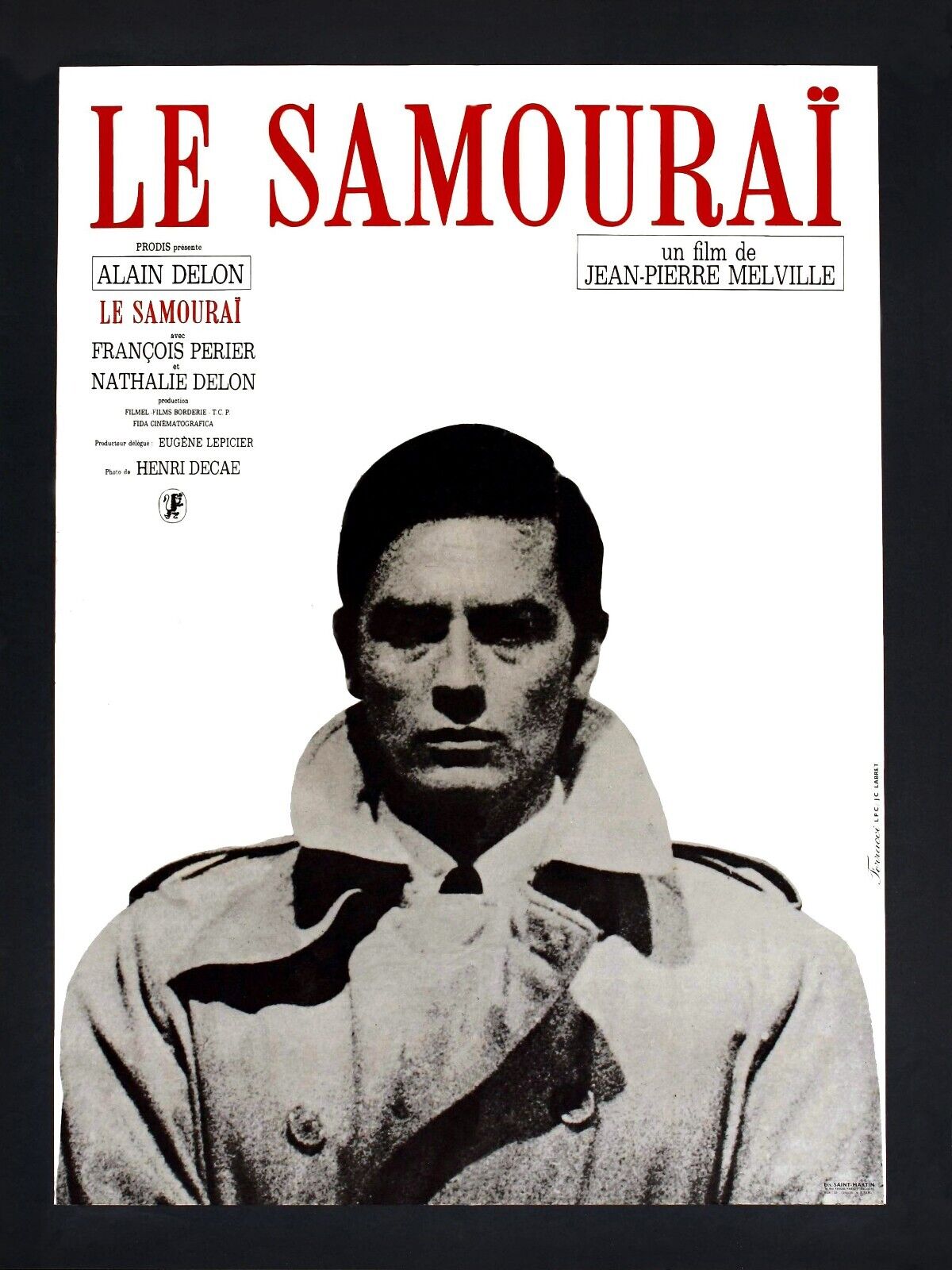 THE SAMURAI, ALAIN DELON, 1967, REPRO VINTAGE CINEMA POSTER, HQ