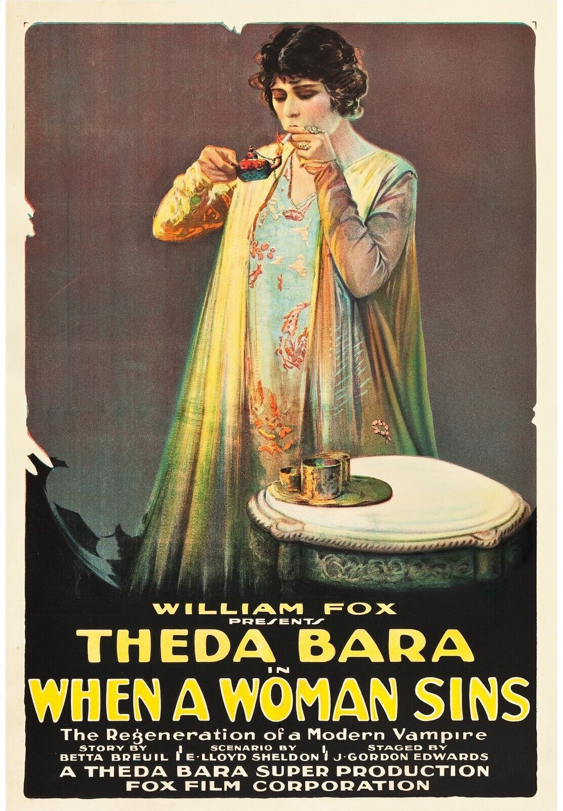 WHEN A WOMAN SINS, THEDA BARA, 1918, Repro Affiche Cinema HQ