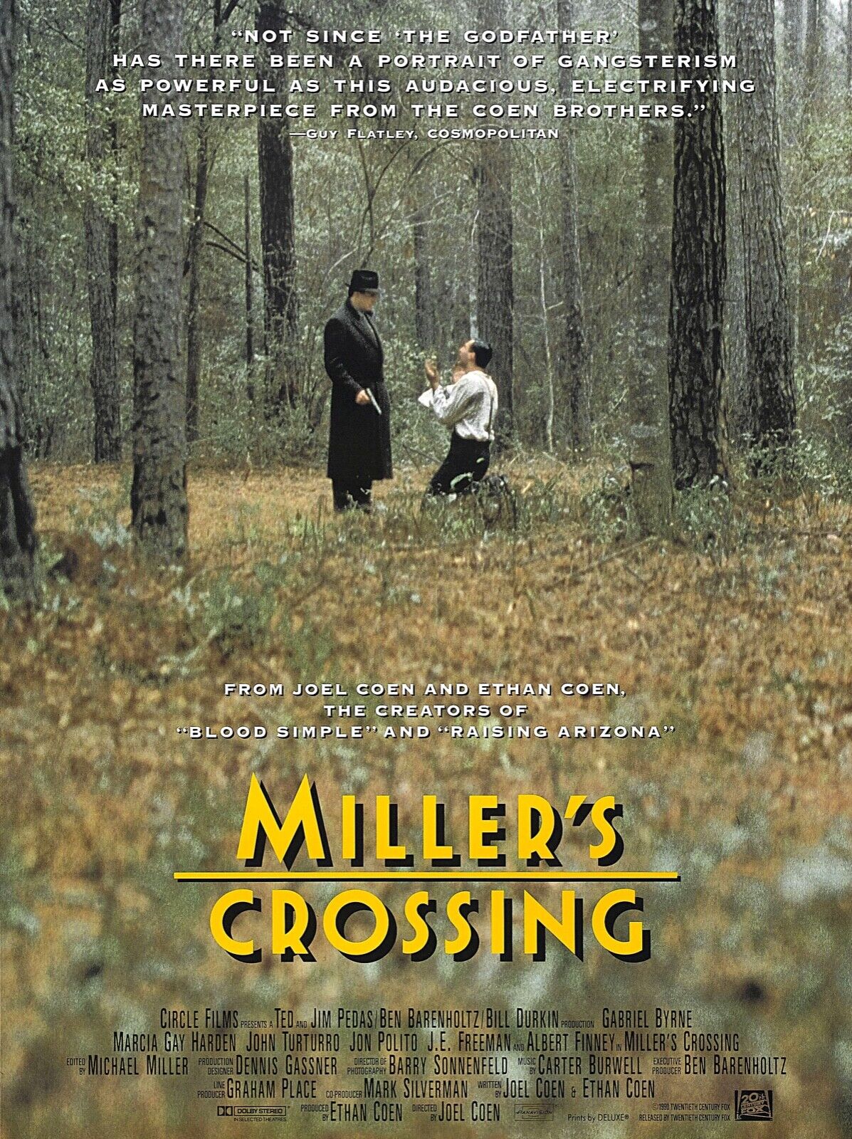 MILLER'S CROSSING, GABRIEL BYRNE, 1990, REPRO VINTAGE CINEMA POSTER, HQ
