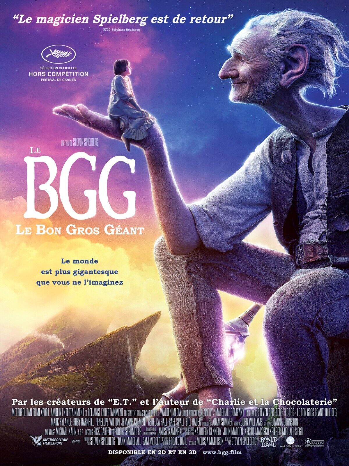 LE BGG - LE BON GROS GÉANT, MARK RYLANCE, 2016, repro affiche de cinema, VINTAGE, HQ