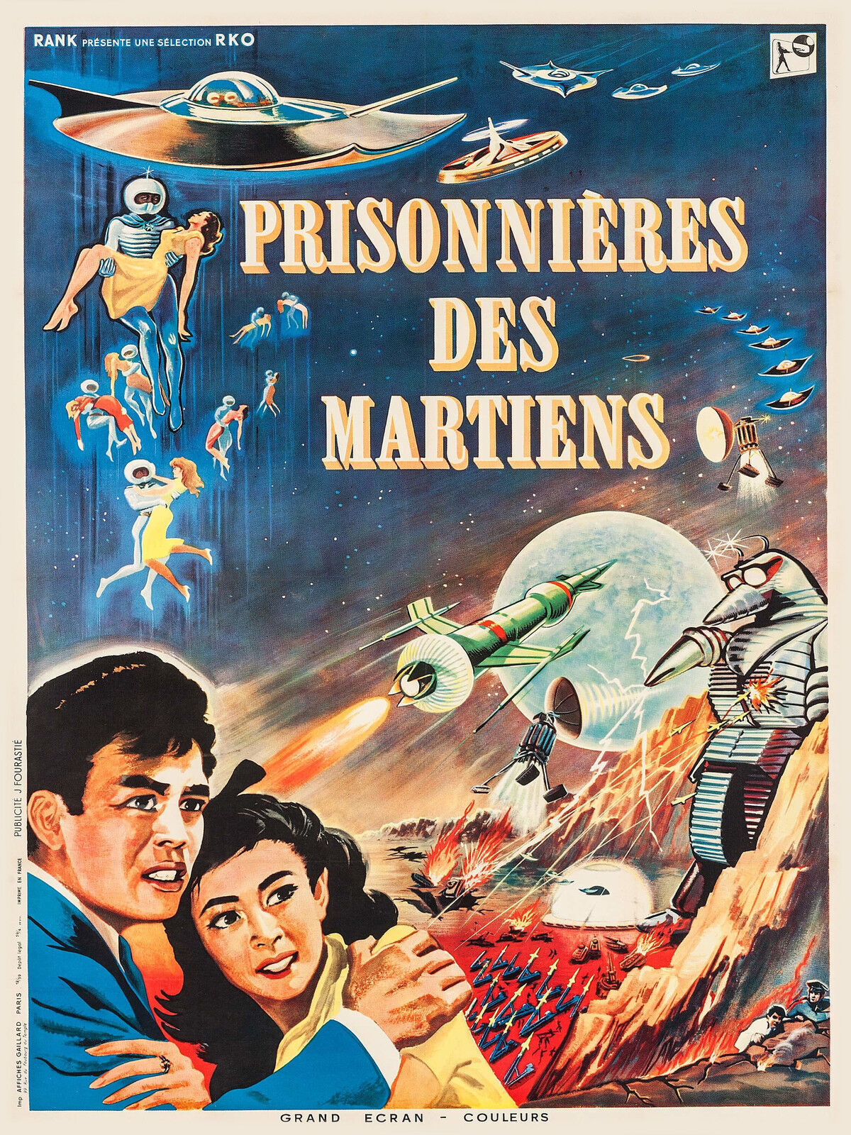 PRISONNIERES DES MARTIENS, DAVID MACDONALD, 1954, REPRO AFFICHE CINEMA VINTAGE TOILE HQ