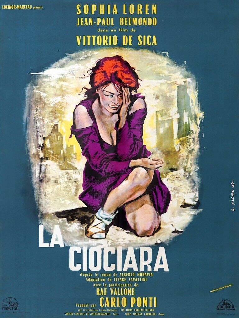 LA CIOCIARA, SOPHIA LOREN, JEAN-PAUL BELMONDO, 1960, REPRO MOVIE POSTER, VINTAGE, HQ