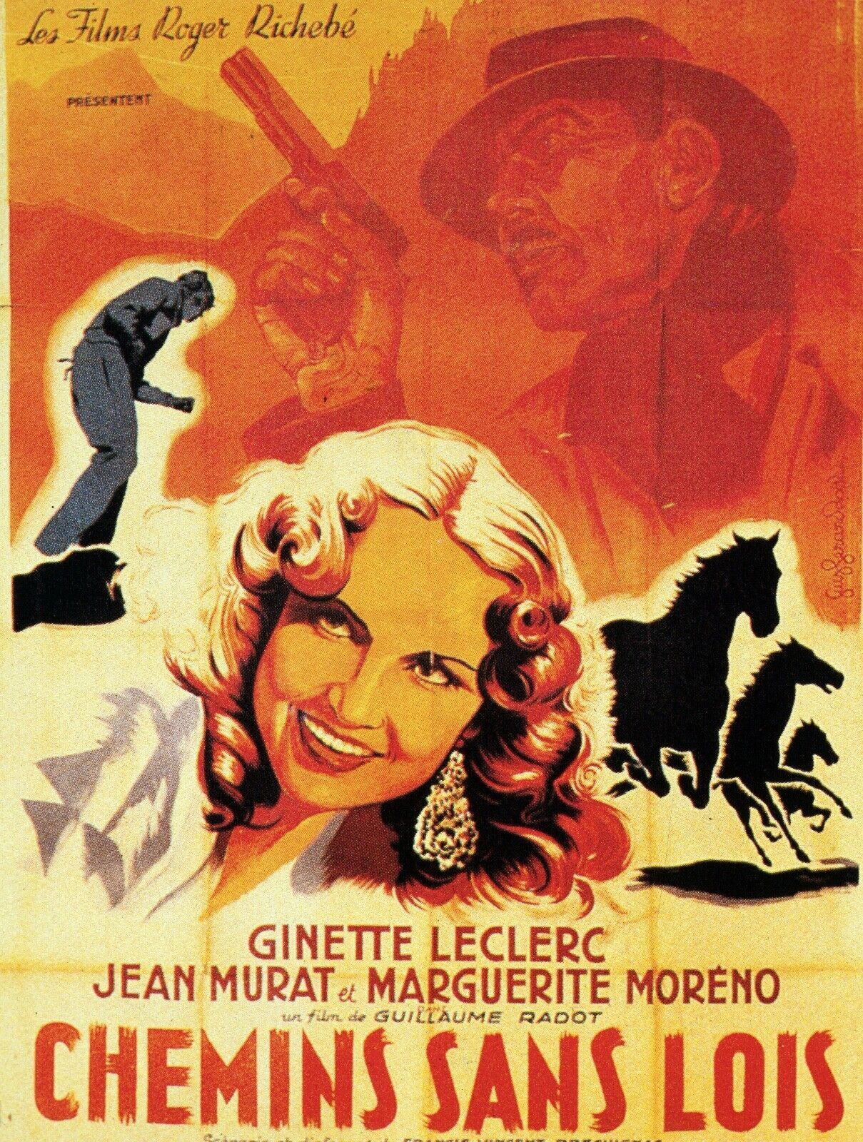 CHEMINS SANS LOIS, GINETTE LECLERC, 1947, REPRO MOVIE POSTER, VINTAGE, HQ