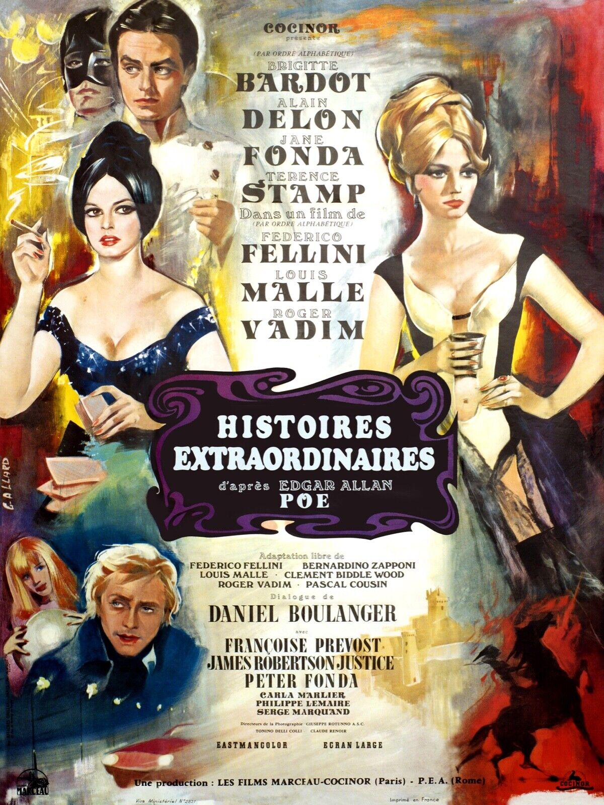 HISTOIRES EXTRAORDINAIRES, BRIGITTE BARDOT, 1968, REPRO AFFICHE CINÉMA VINTAGE, HQ