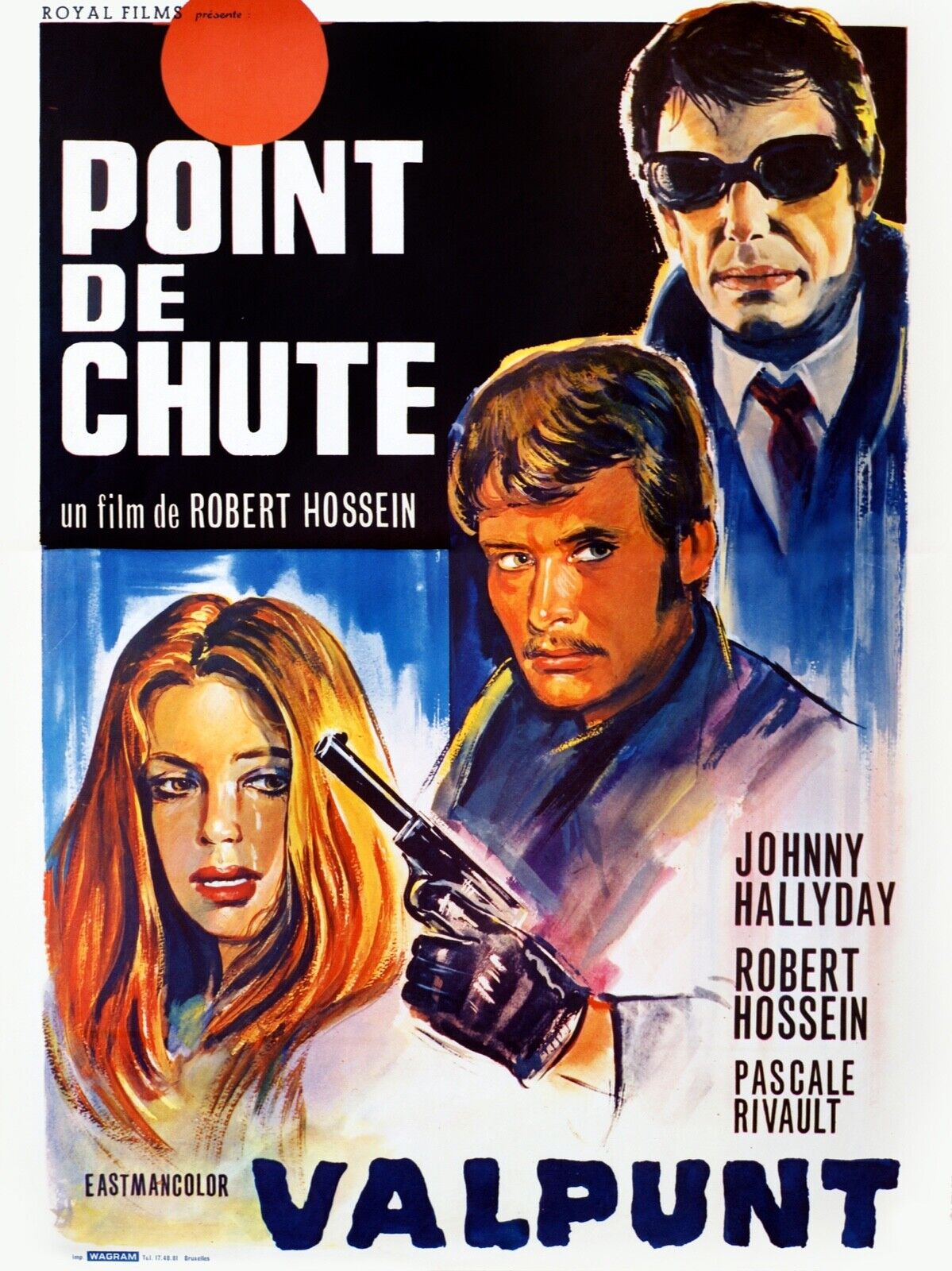 POINT de CHUTE, JOHNNY HALLYDAY, 1969, Repro affiche cinéma VINTAGE, HQ