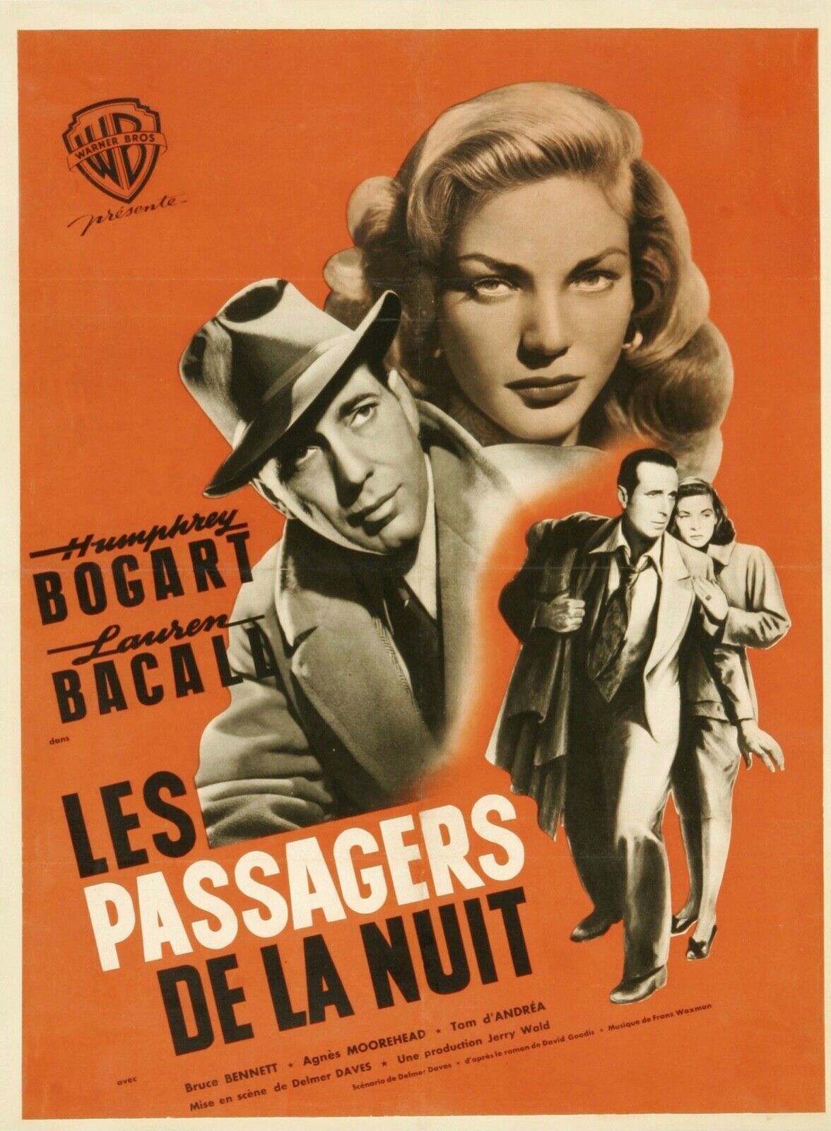 LES PASSAGERS DE LA NUIT, LAUREN BACALL,1947, repro affiche cinéma, VINTAGE, HQ
