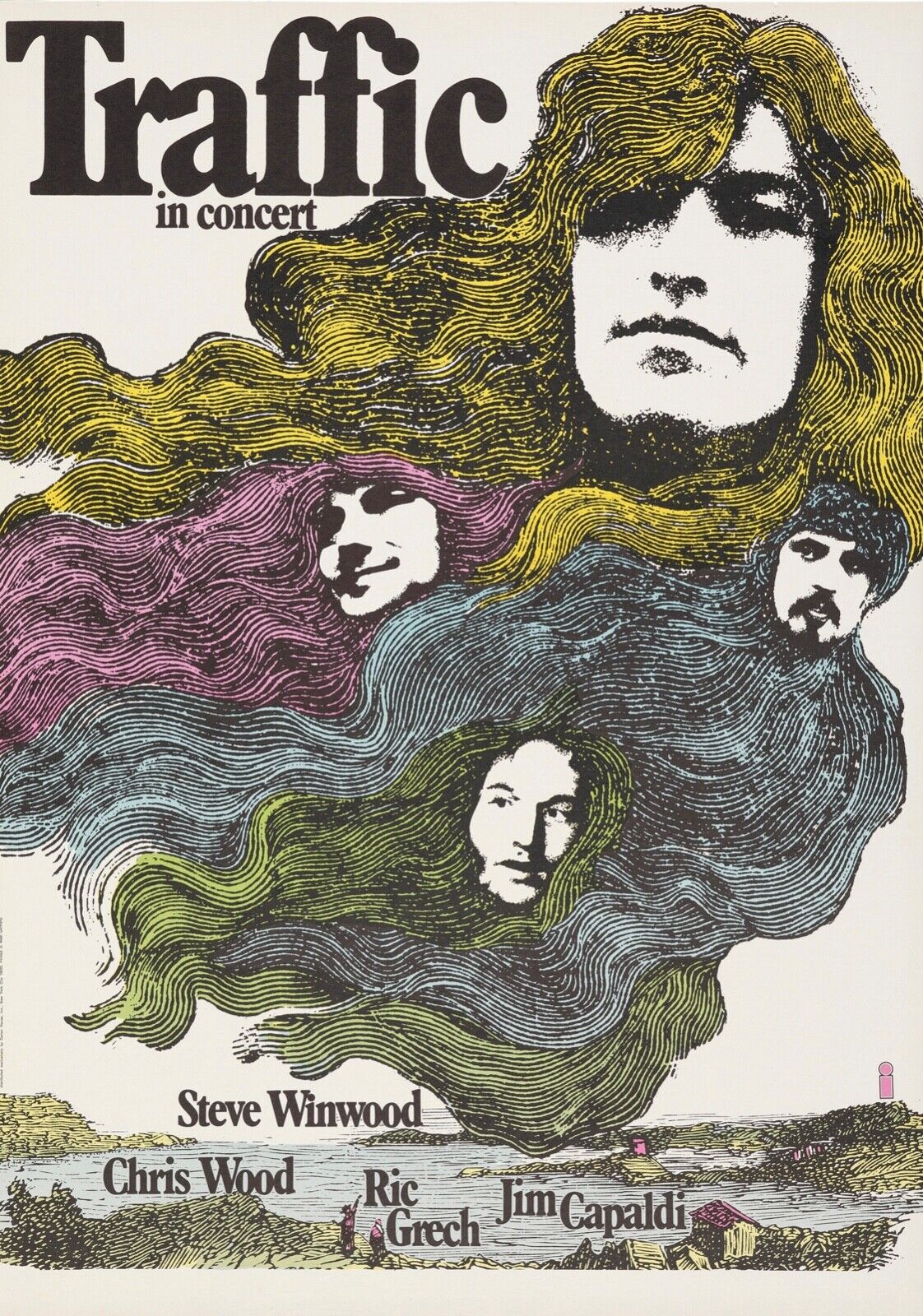 TRAFFIC IN CONCERT, CHRIS WOOD, STEVE WINWOOD, VINTAGE CONCERT REPRO POSTER, HQ